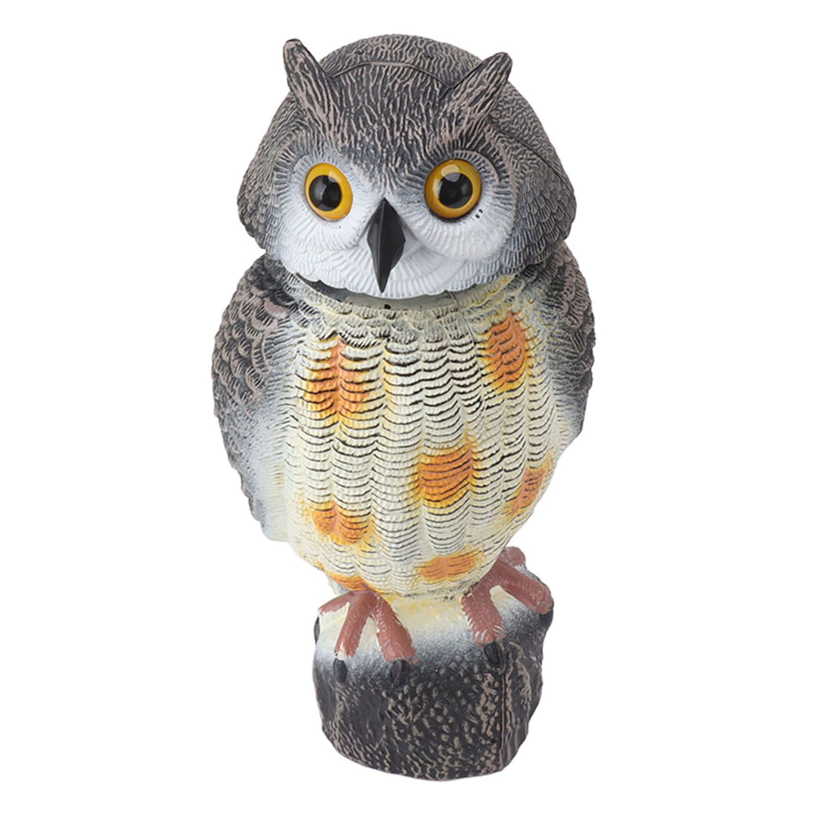 Fake Owl Statue Plastic Owl Bird Deterrents Scarecrow Owl Decoy with Shaking view 10