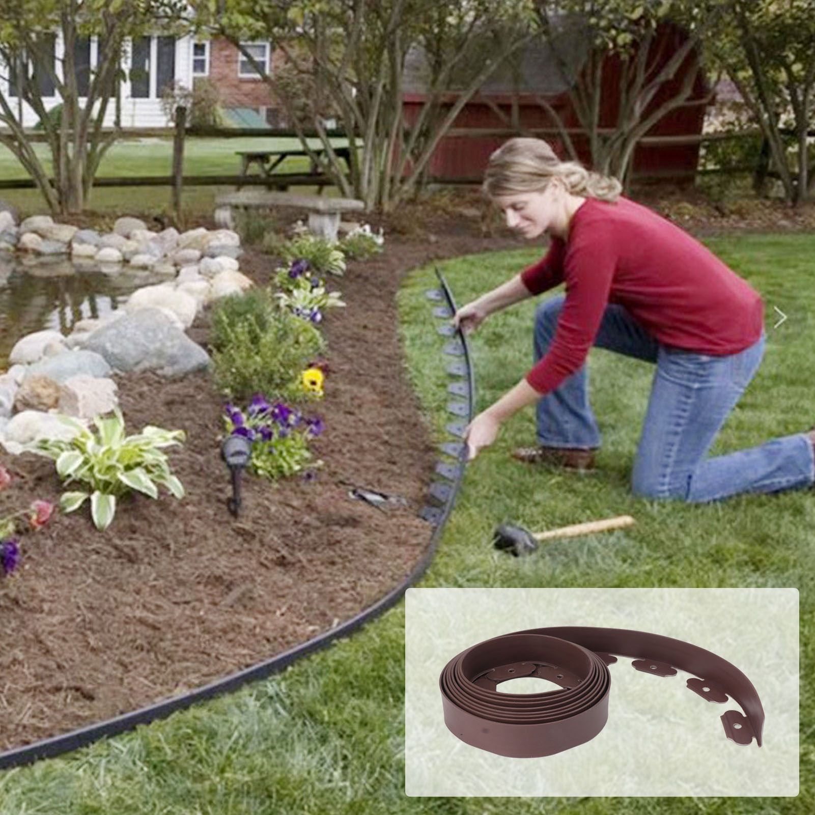 Landscape Edging Kit Lawn Edging Include 15 Spikes PE Garden Edging Border for view 11