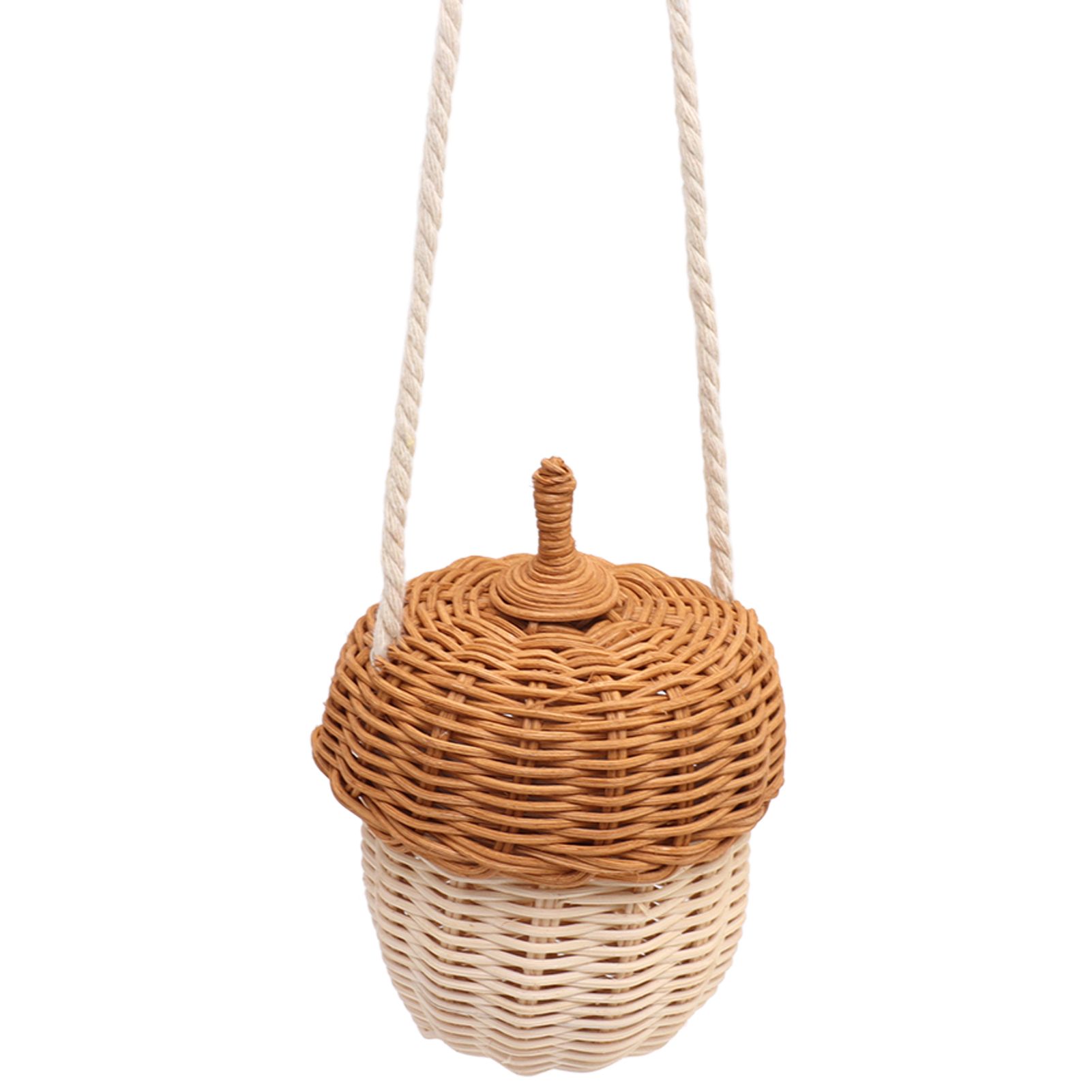 Kids Rattan Storage Basket Hand Woven Decorative Acorn Shaped Basket Bag for view 2