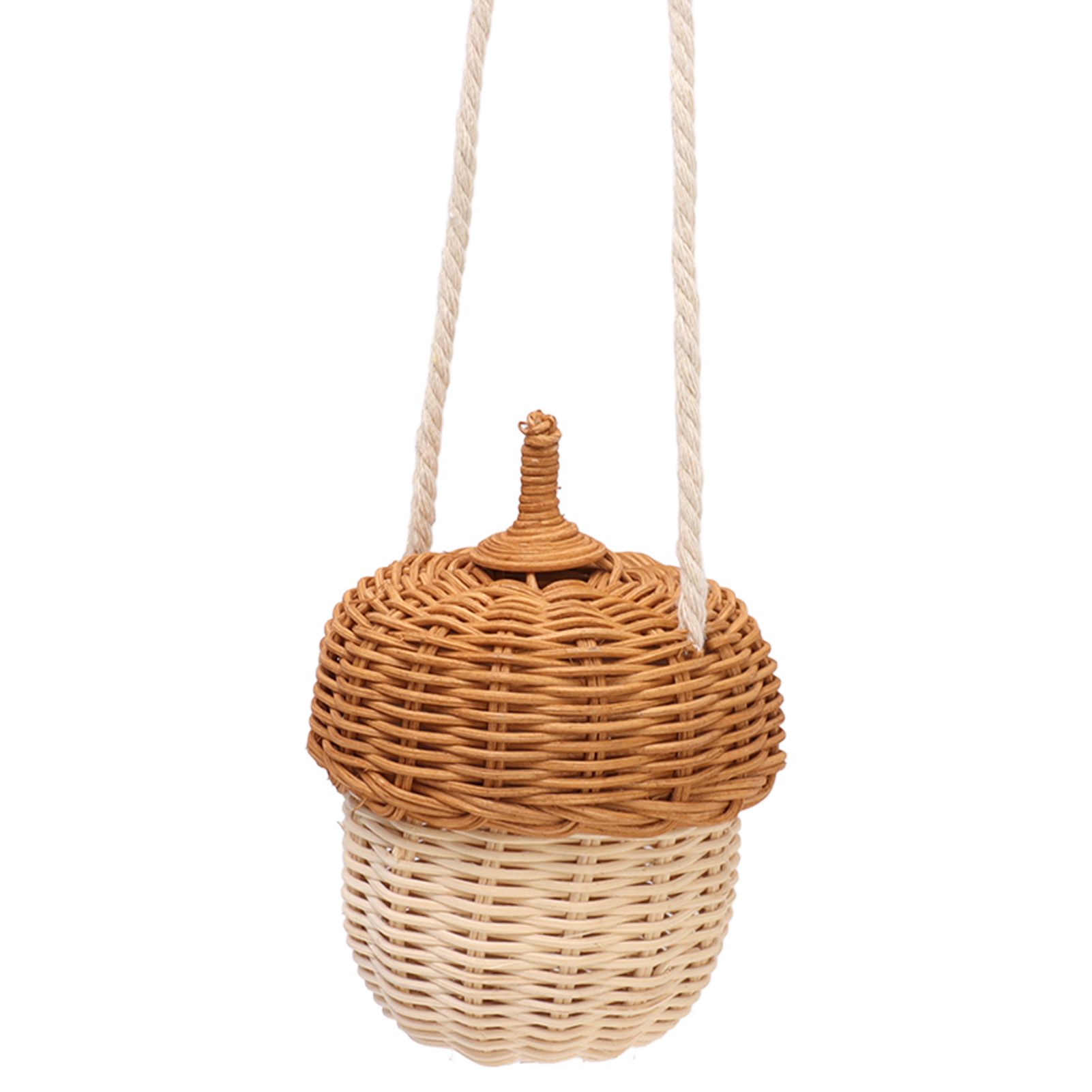 Kids Rattan Storage Basket Hand Woven Decorative Acorn Shaped Basket Bag for view 7
