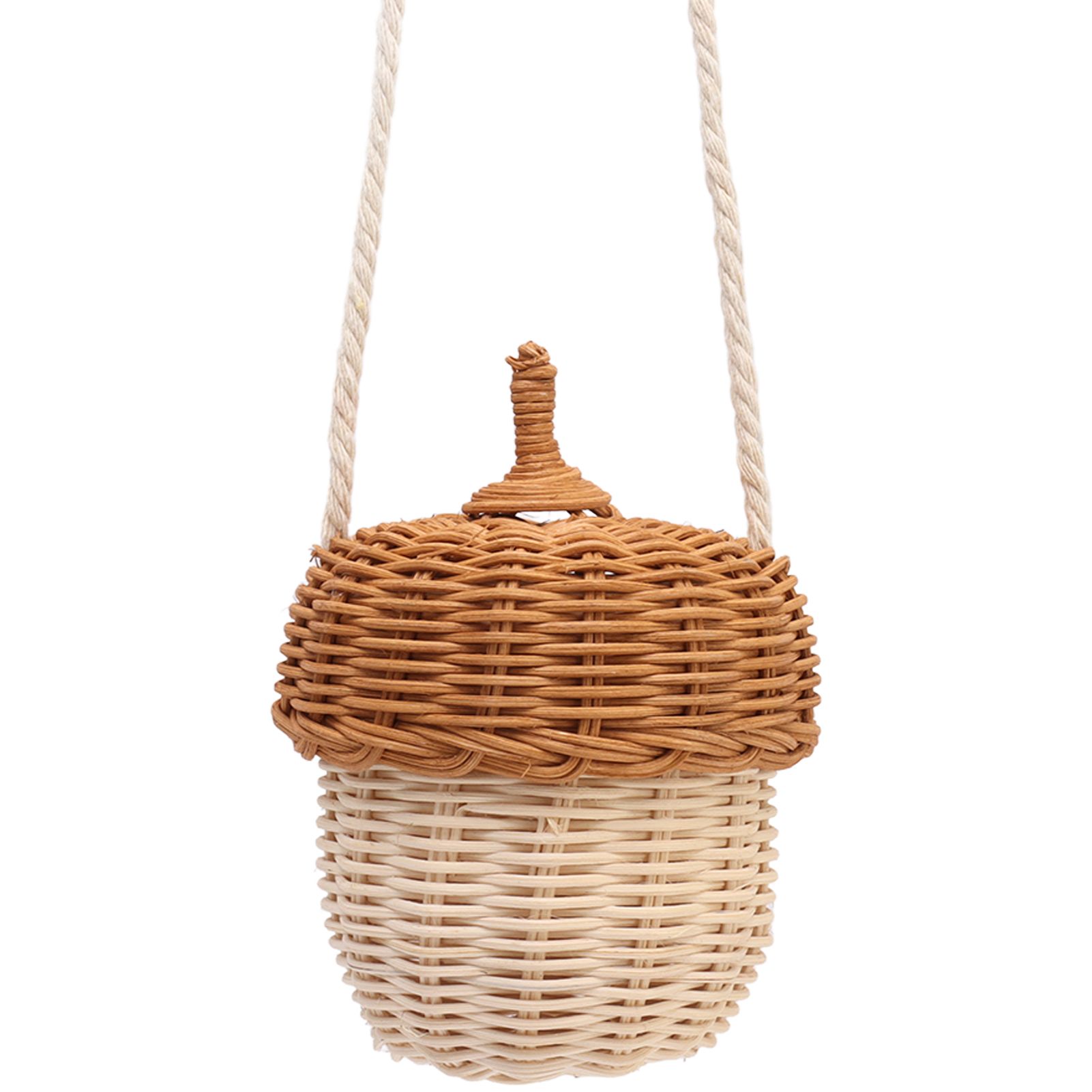 Kids Rattan Storage Basket Hand Woven Decorative Acorn Shaped Basket Bag for view 8