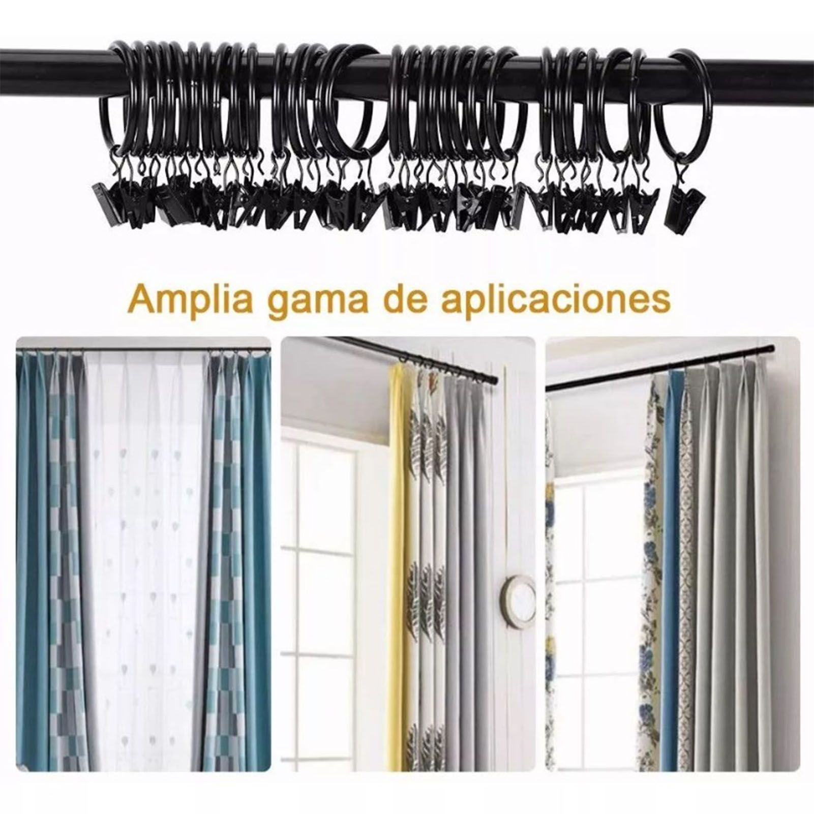 40 Pcs 38mm Clip On Curtain Rings Heavy Duty Strong Hanging Drapery Drapes view 5