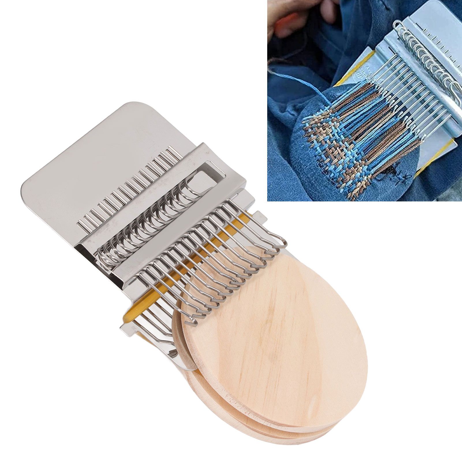 Darning Loom Weave Tool Small Weaving Loom Kit with 14 Hooks 1 Needle for Hand view 12