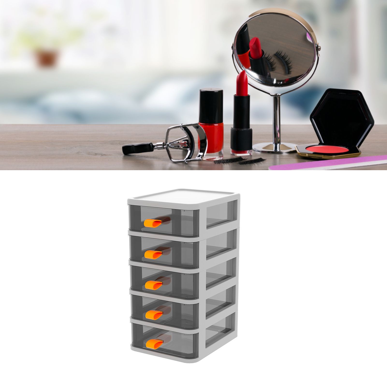 Drawer Type Desktop Storage Box Transparent Desktop Stationery Organizer with view 6