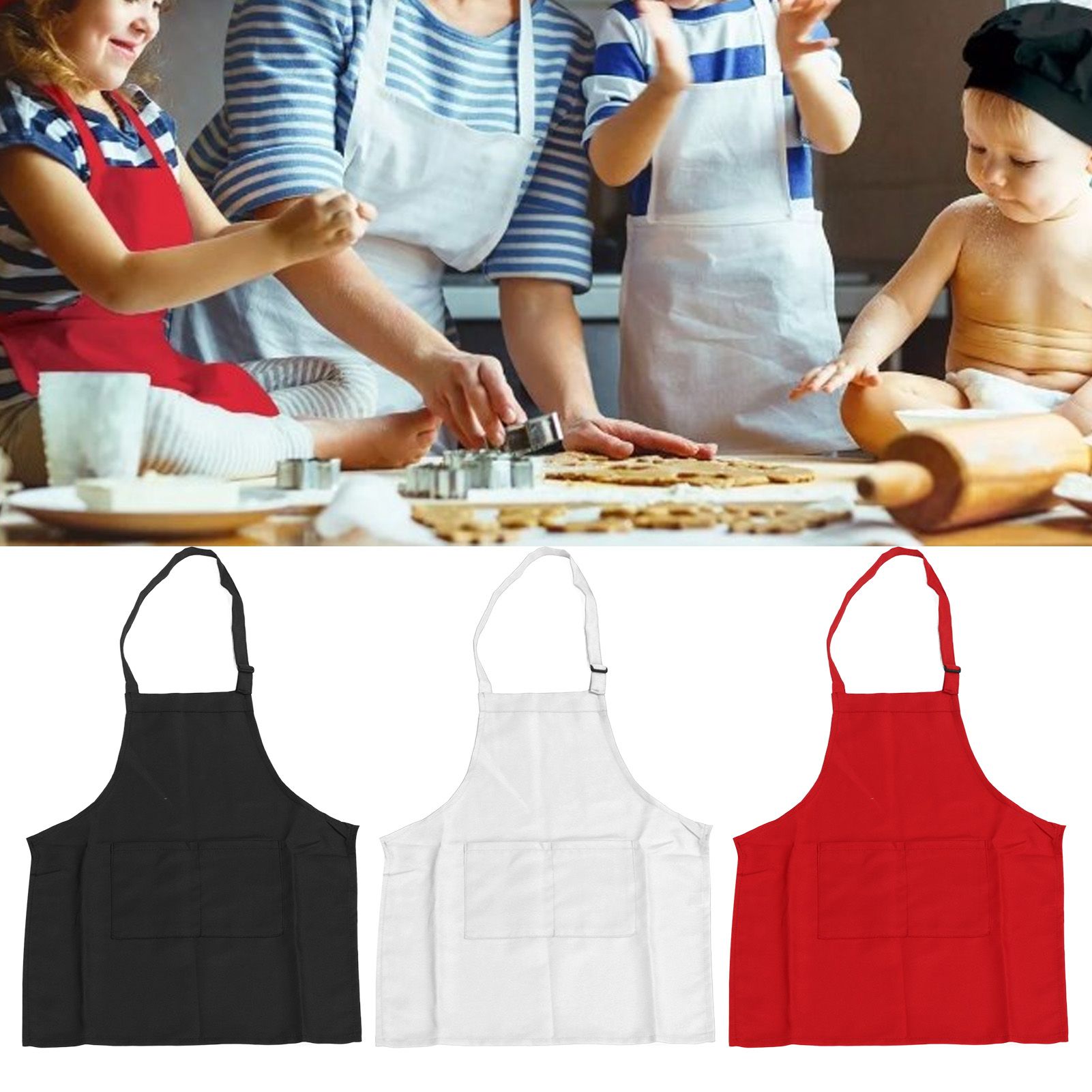 3Pcs Children Aprons Baking DIY Kids Aprons with Pockets for Boys Girls Aged view 11
