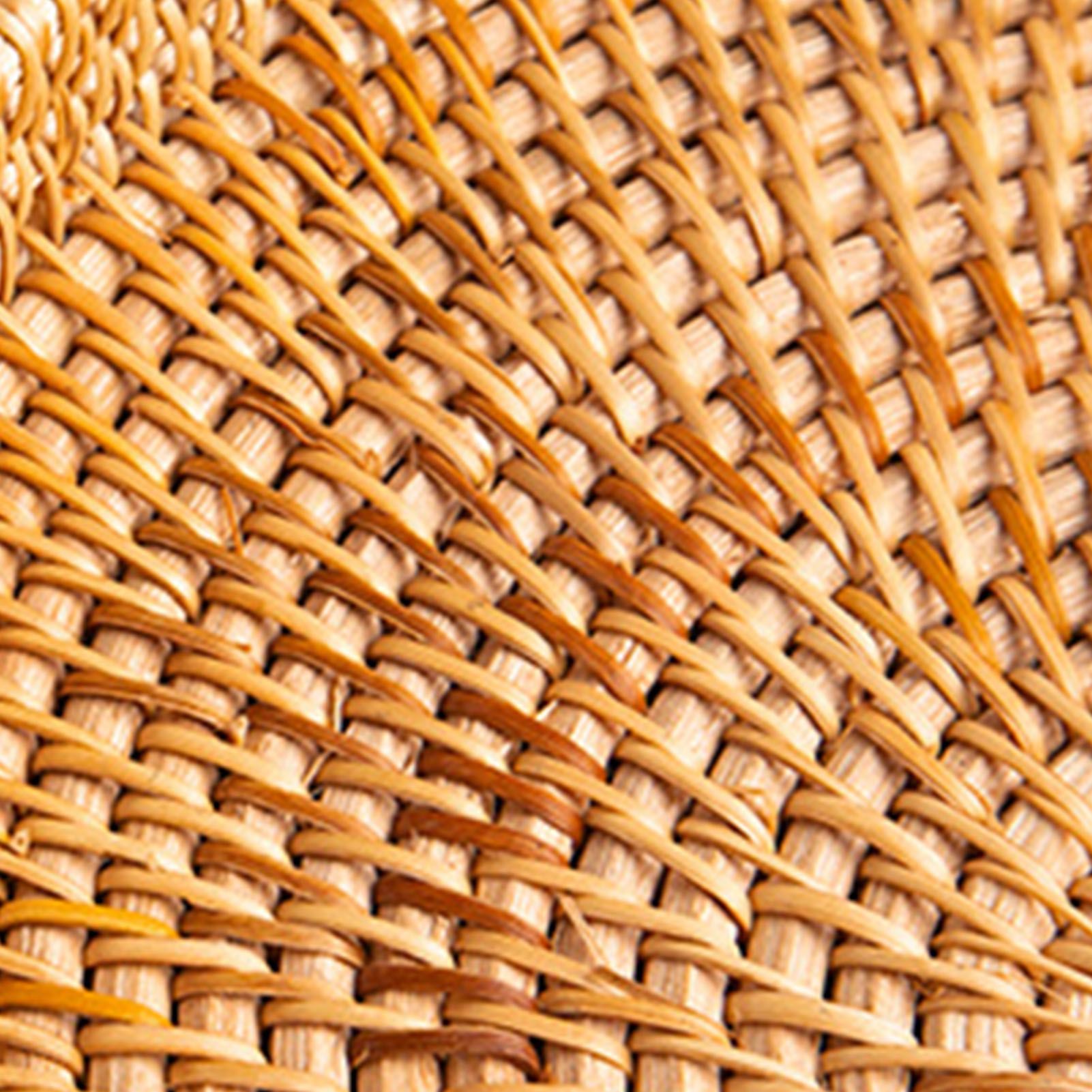 Hand Woven Round Rattan Serving Tray Bread Fruit Dessert Snack Basket with view 8