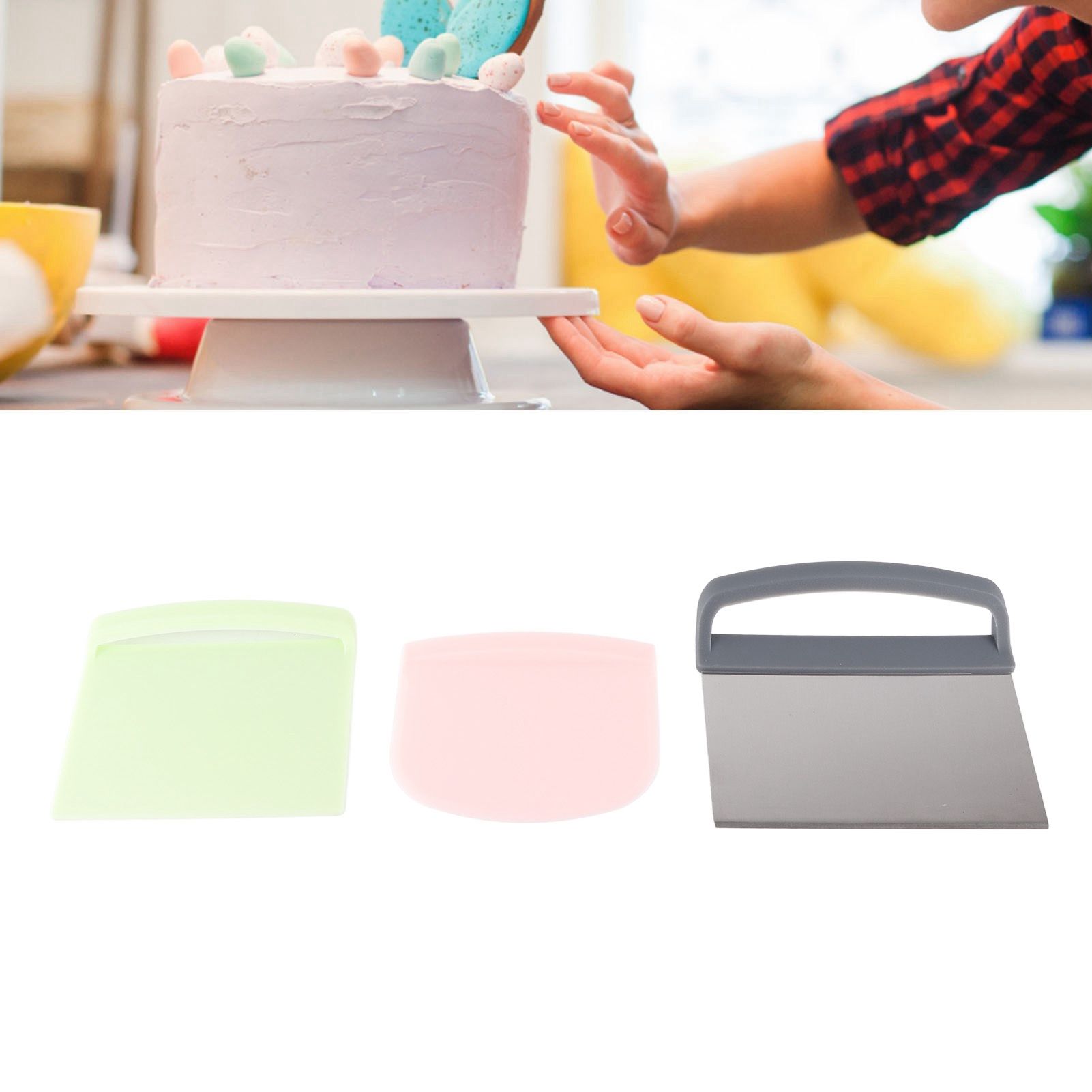 3pcs Dough Scraper Multipurpose Food Grade Safe Dough Cutter for Dough Cake Bread view 11
