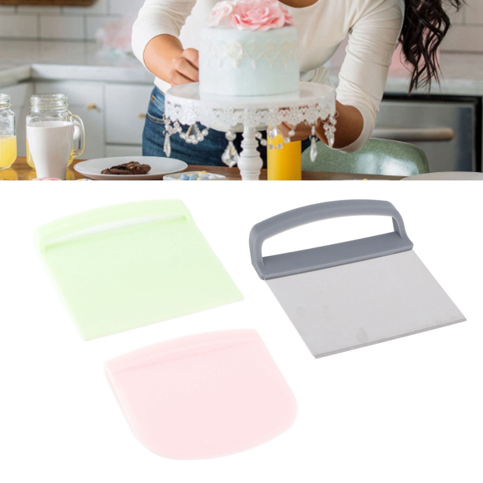 3pcs Dough Scraper Multipurpose Food Grade Safe Dough Cutter for Dough Cake Bread view 12