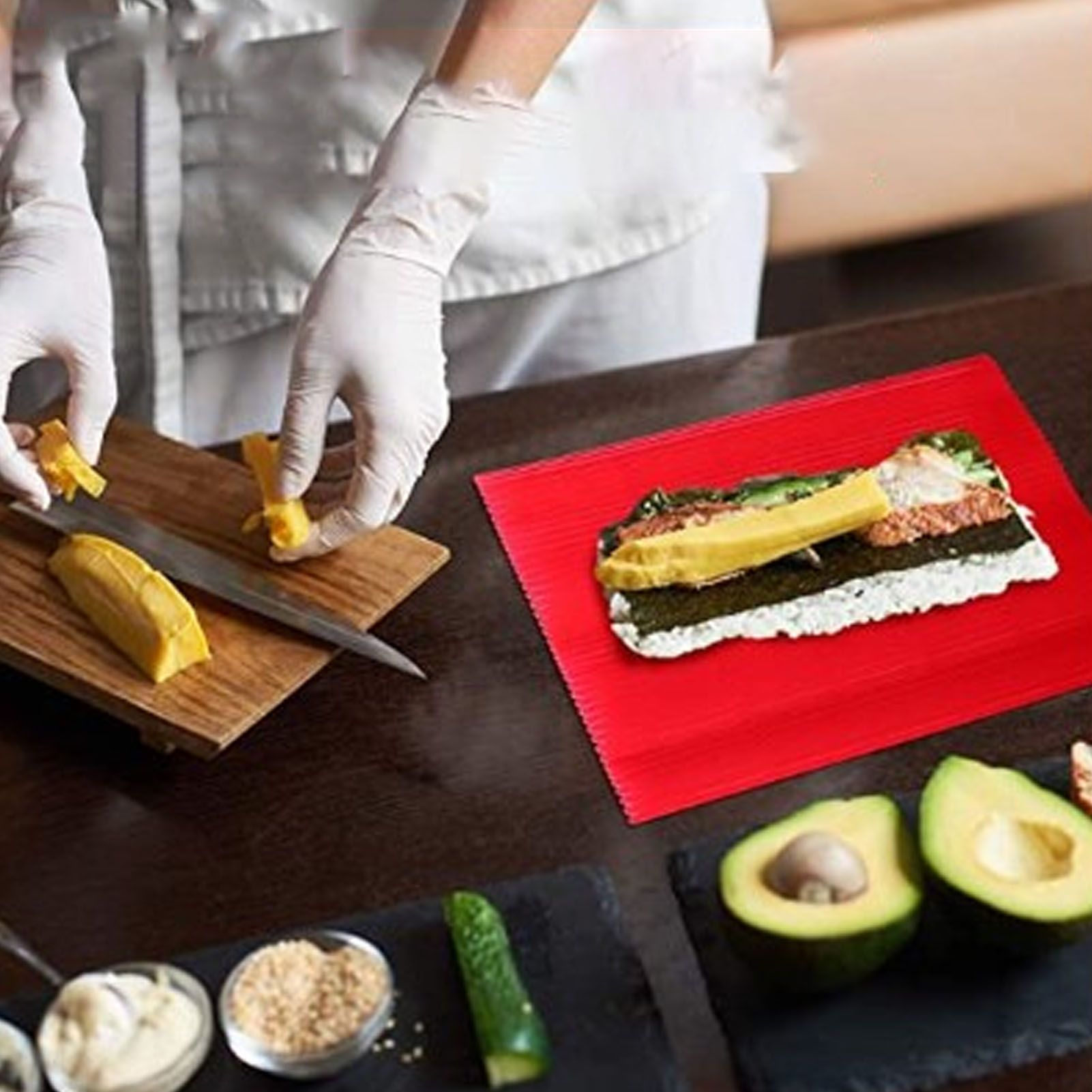 3PCS Sushi Mat ABS Sushi Rolling Mat Japanese DIY Sushi Plate Roller for Home view 12