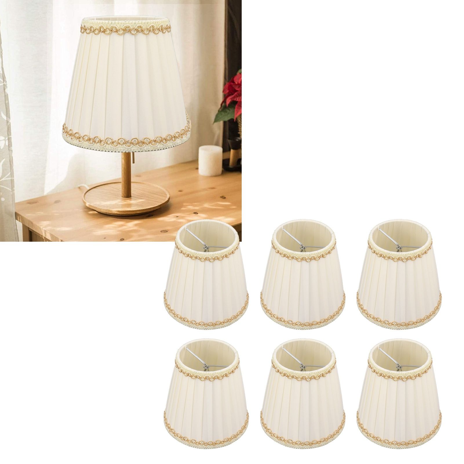 6PCS Set Small Lamp Shade Modern Style Cloth Clip On Bulb Chandelier Lamp view 11