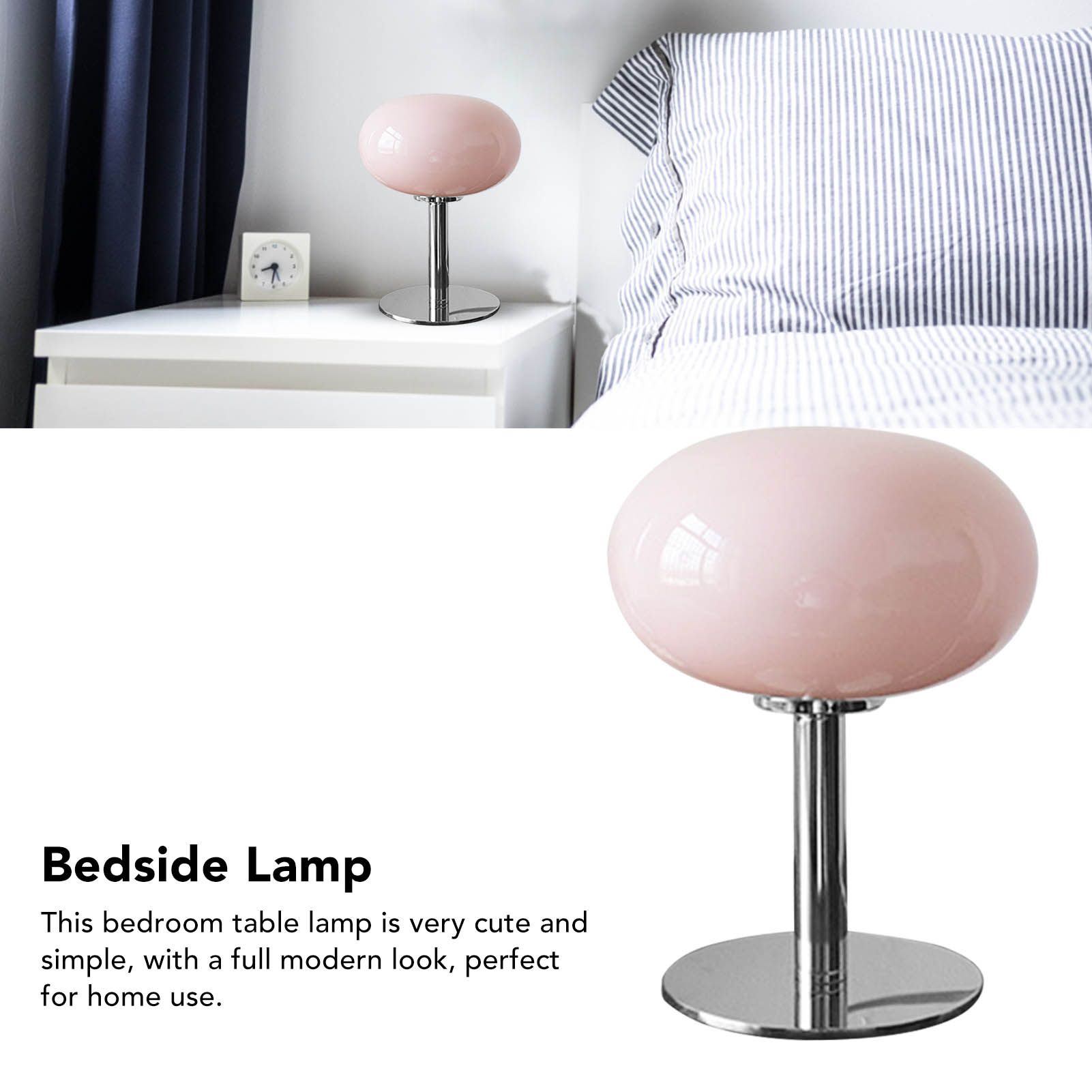 Bedside Table Lamp Iron Base Cute Shape Simple Modern Elegant Nightstand Lamp view 11