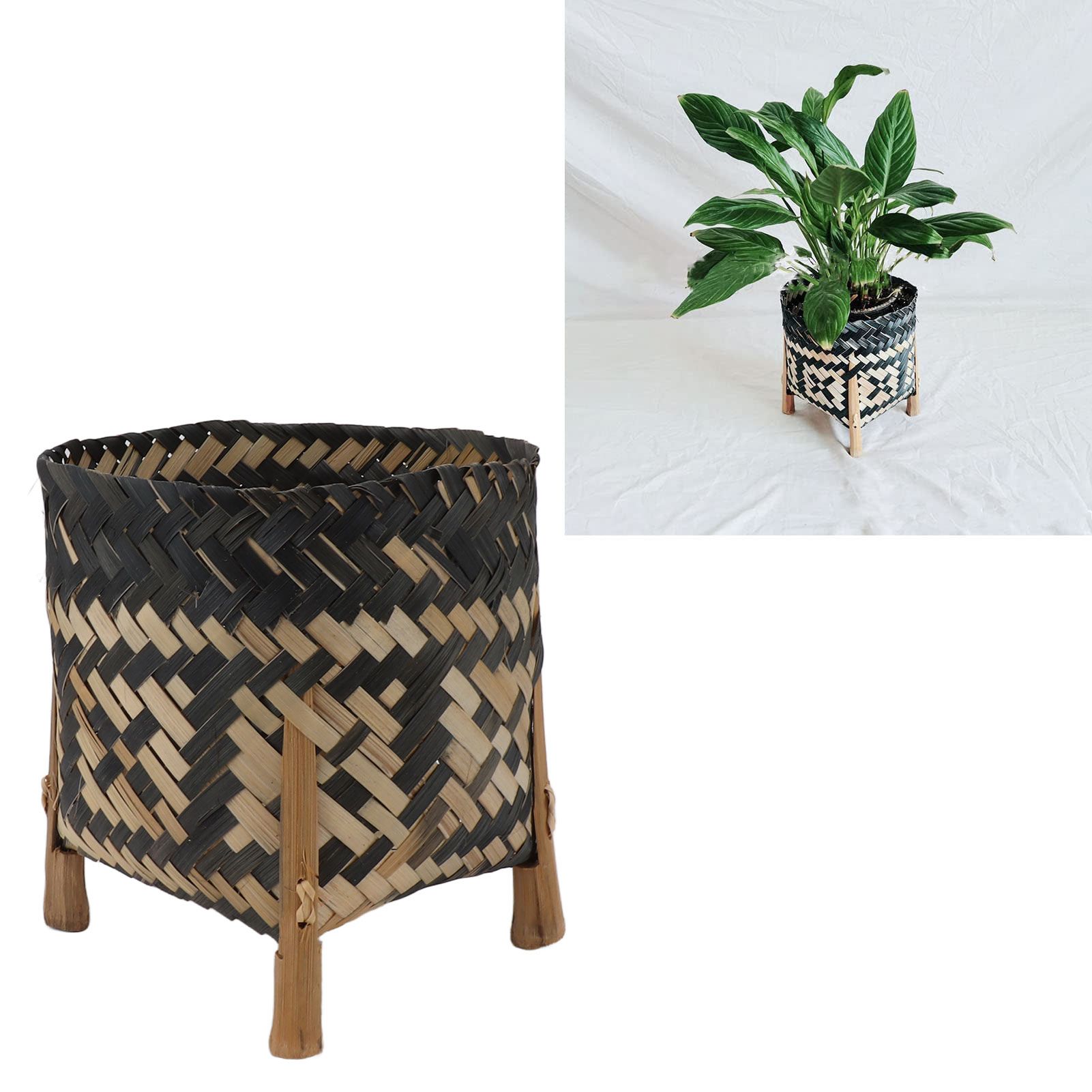 Plant Basket Northern Europe Style Bamboo Weaving Plant Pot Handwoven Indoor view 11