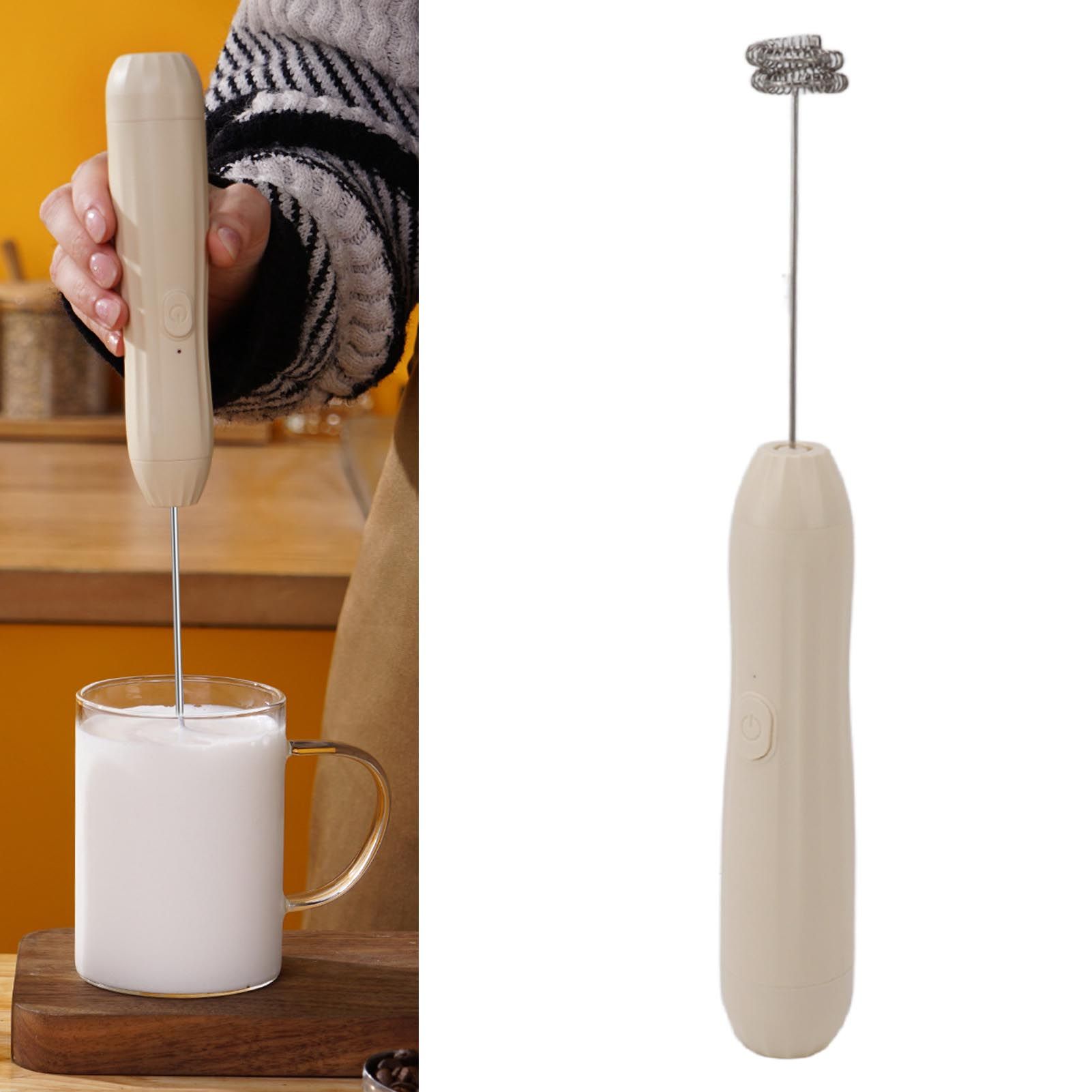 Milk Frother Khaki Rechargeable Coffee Frother Mixer for Coffee Latte Hot view 12
