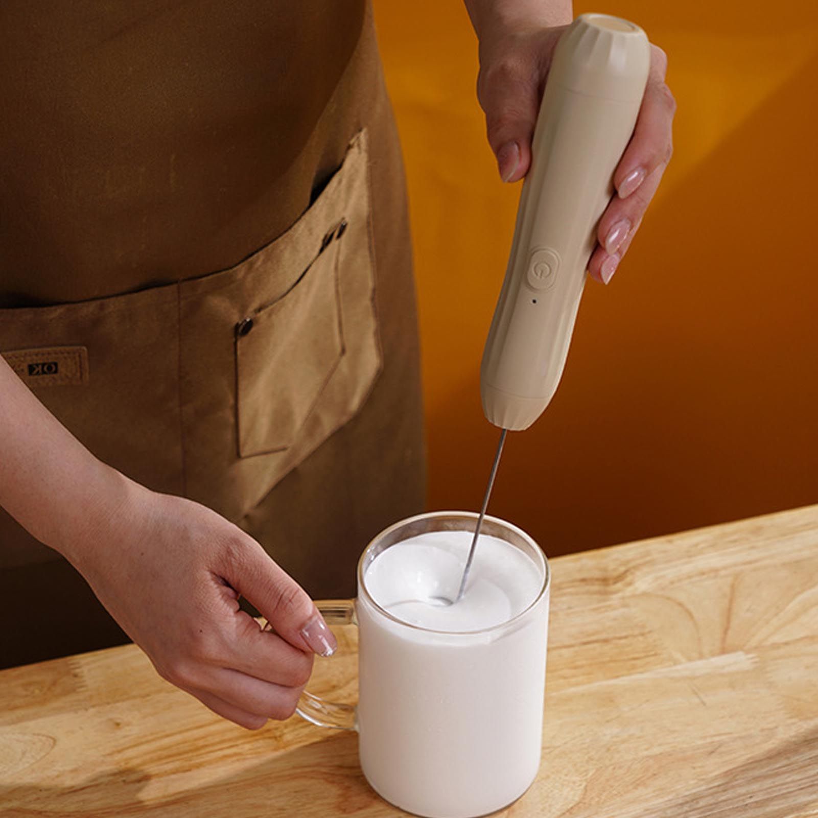 Milk Frother Khaki Rechargeable Coffee Frother Mixer for Coffee Latte Hot view 13