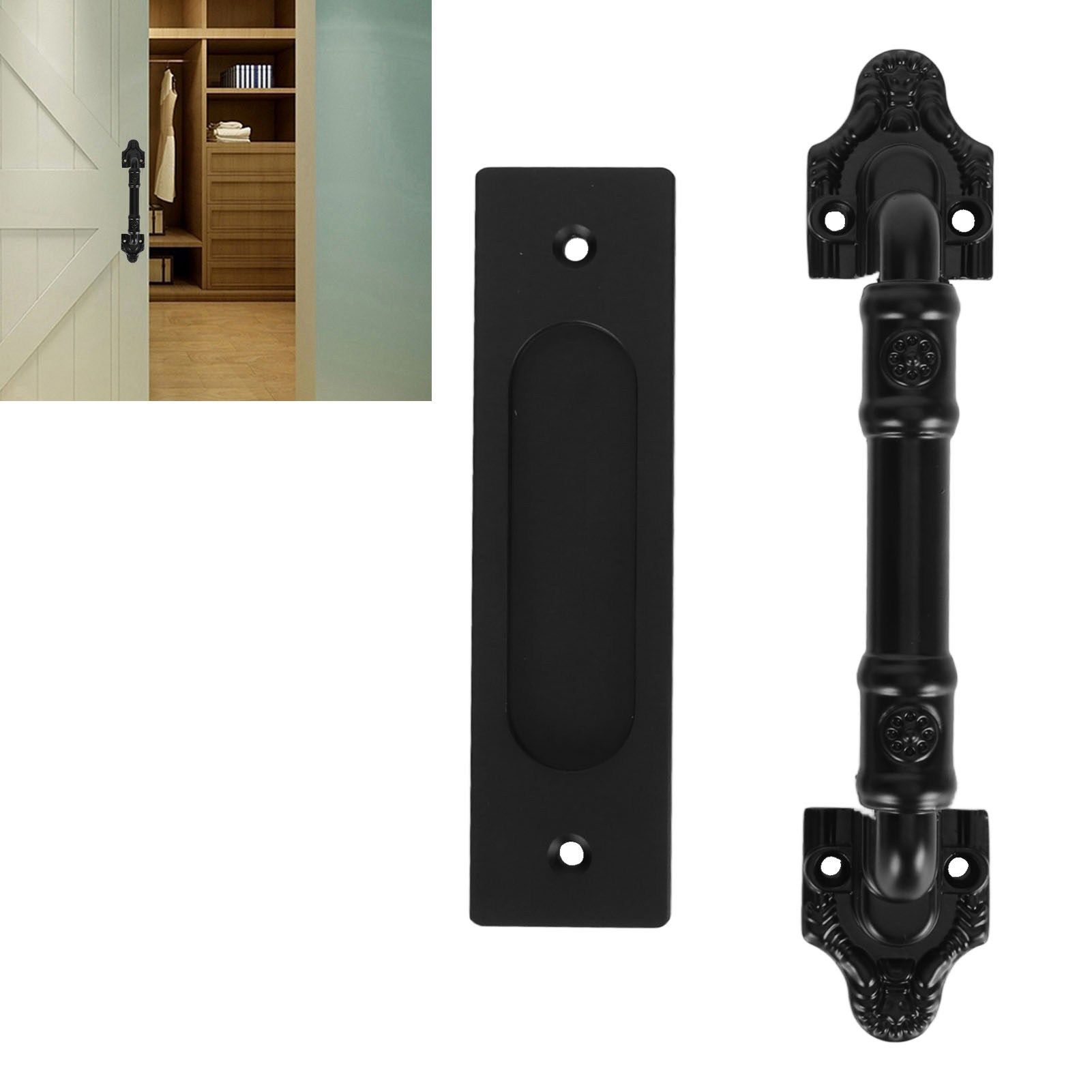 Sliding Barn Door Handle Double Sided Black Barn Door Pull Handle for Gates view 12