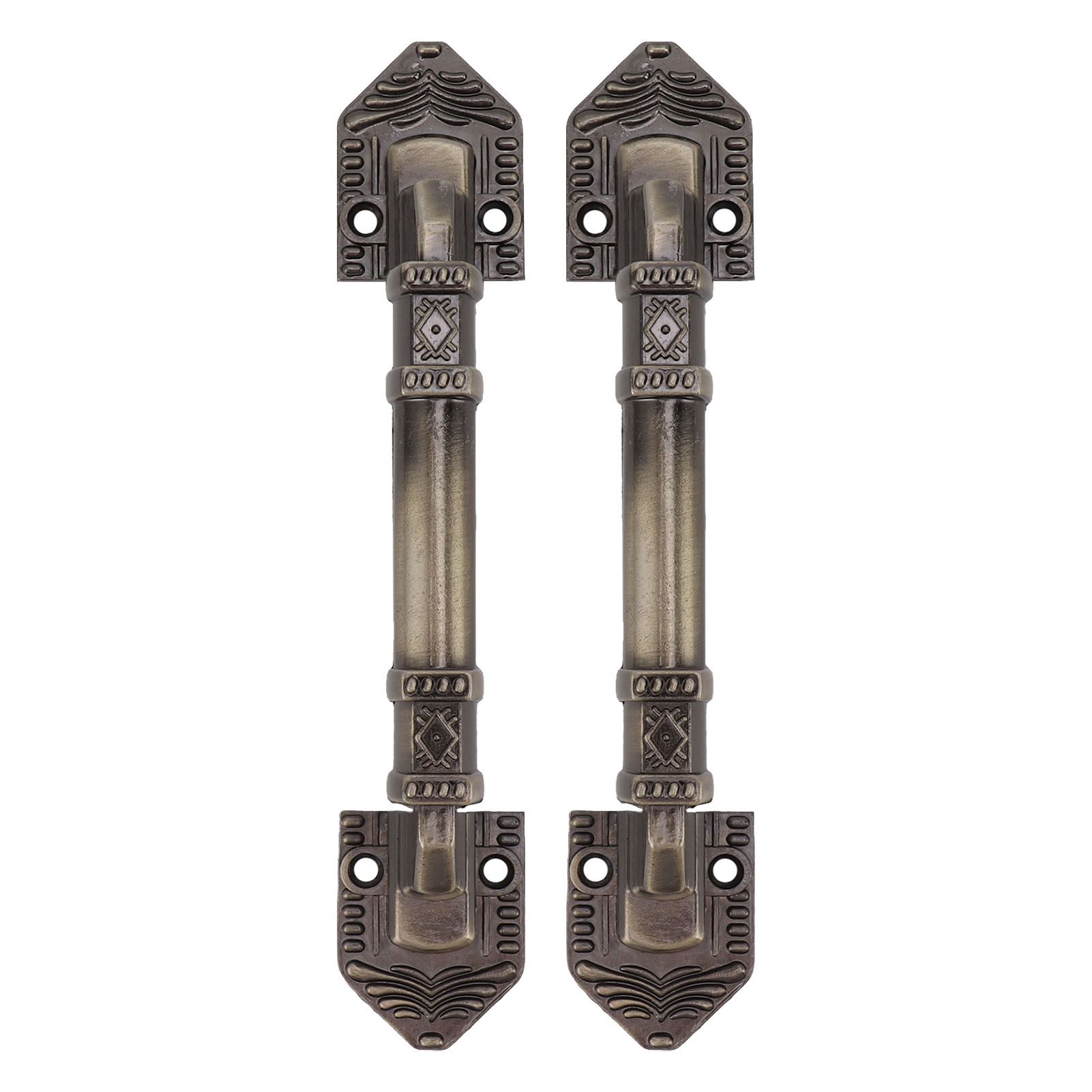 2Pcs Antique Barn Door Handles Bronze Color Easy Mounting Vintage Drawer view 2