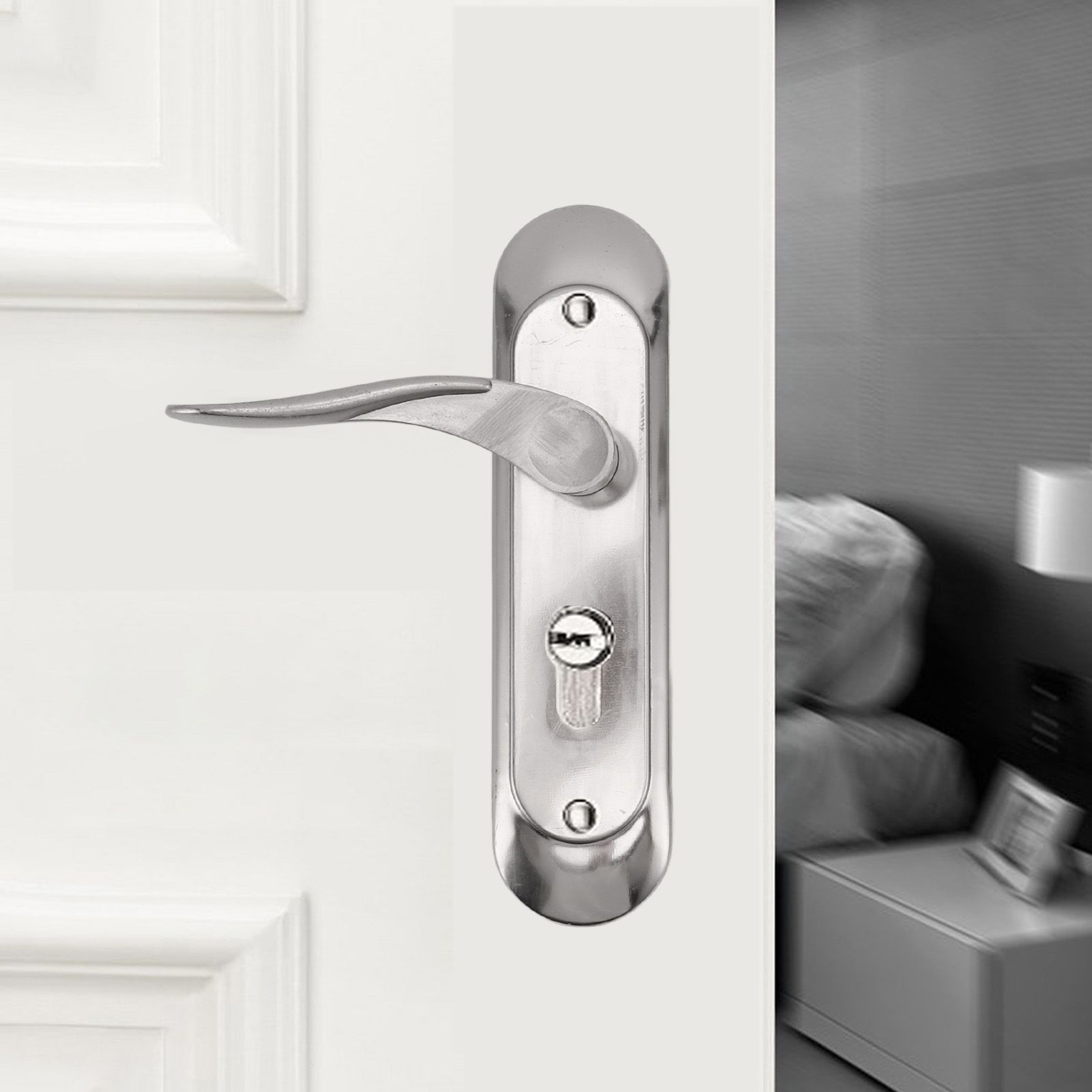 Door Interior Lever Passage Handle with Lock Easy Install Stainless Steel Door view 11