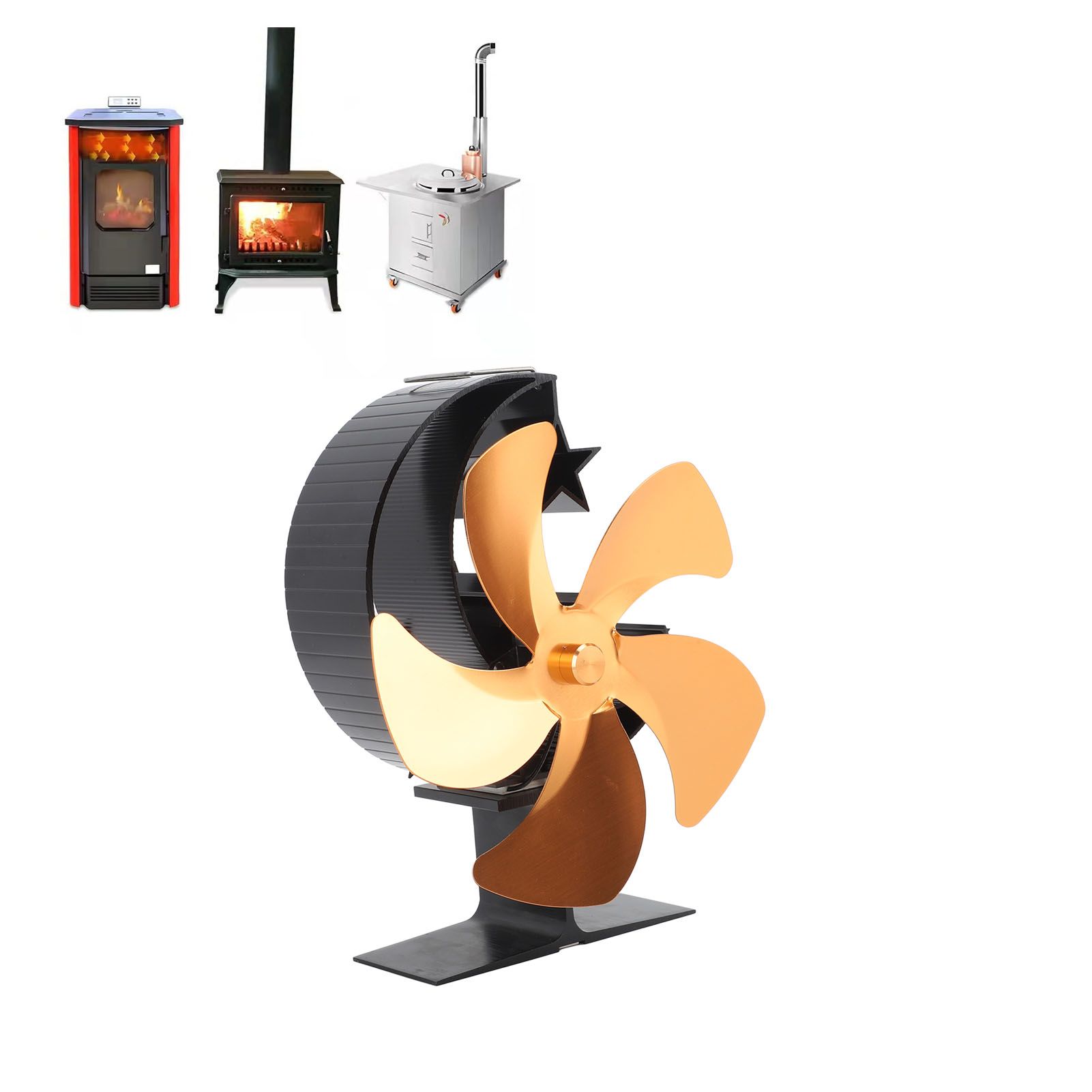 Wood Burner Fan 5 Blades Ultra Quiet Air Circulation Heating Energy Saving view 11