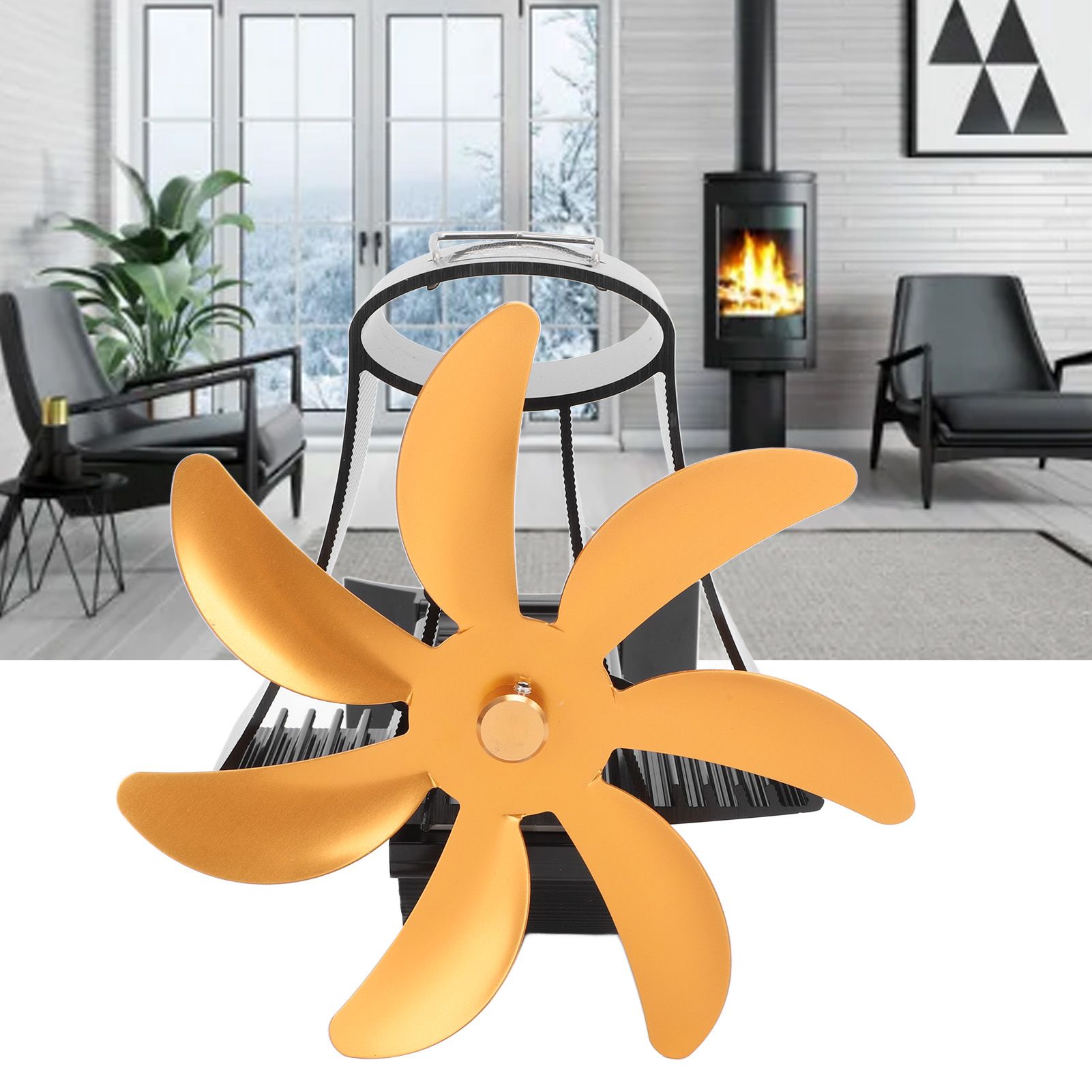 Wood Stove Fan Pipe Fireplace Fan 7 Blades Stove Fan On Chimney Silent Motors view 11