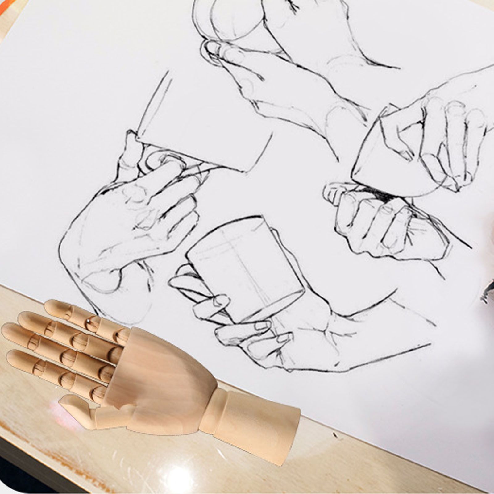 Flexible Wooden Hand Model Moveable Wooden Artists Manikin Hand Figure Hand view 12