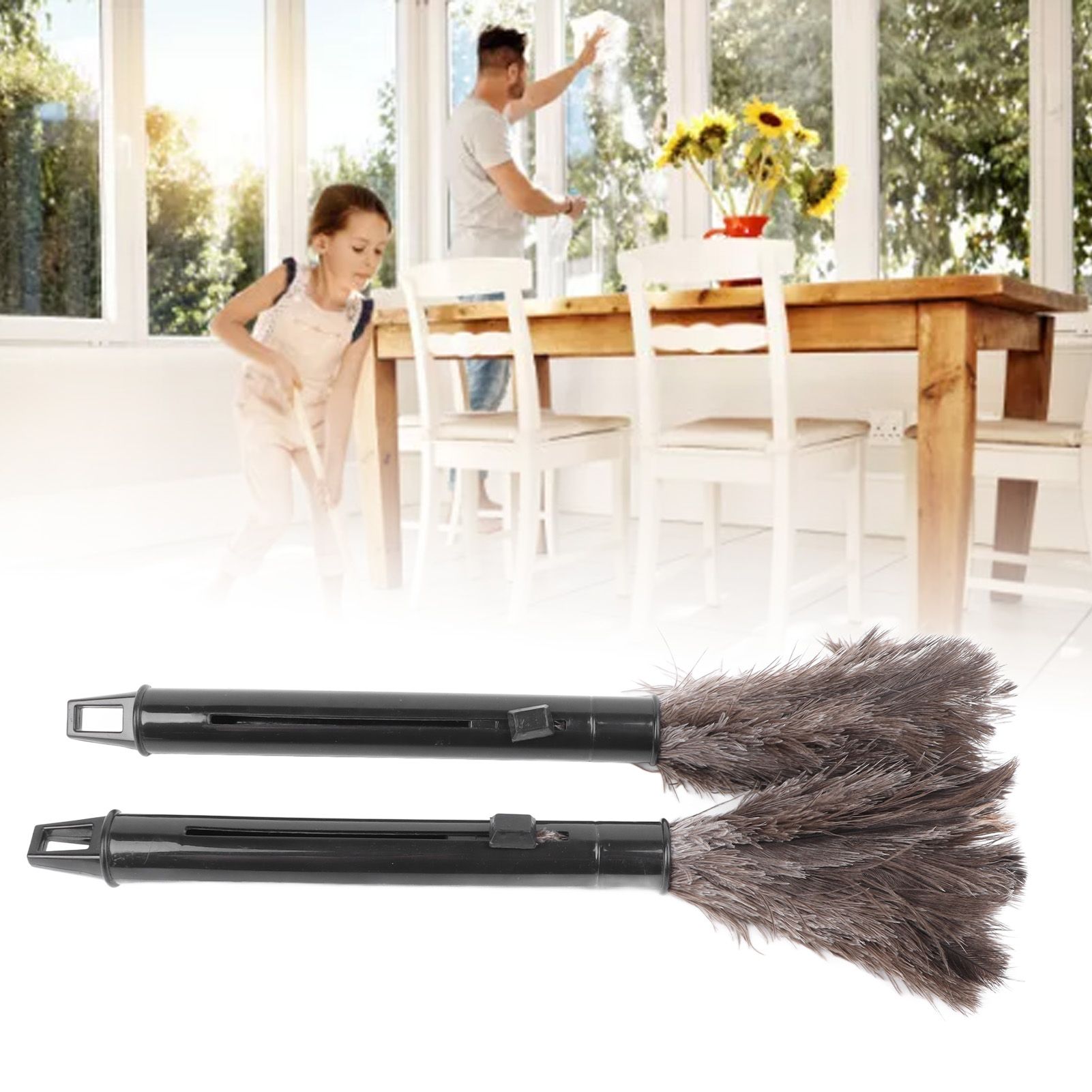 2Pcs Retractable Feather Duster Ostrich Feathers Duster with Long Handle for view 12