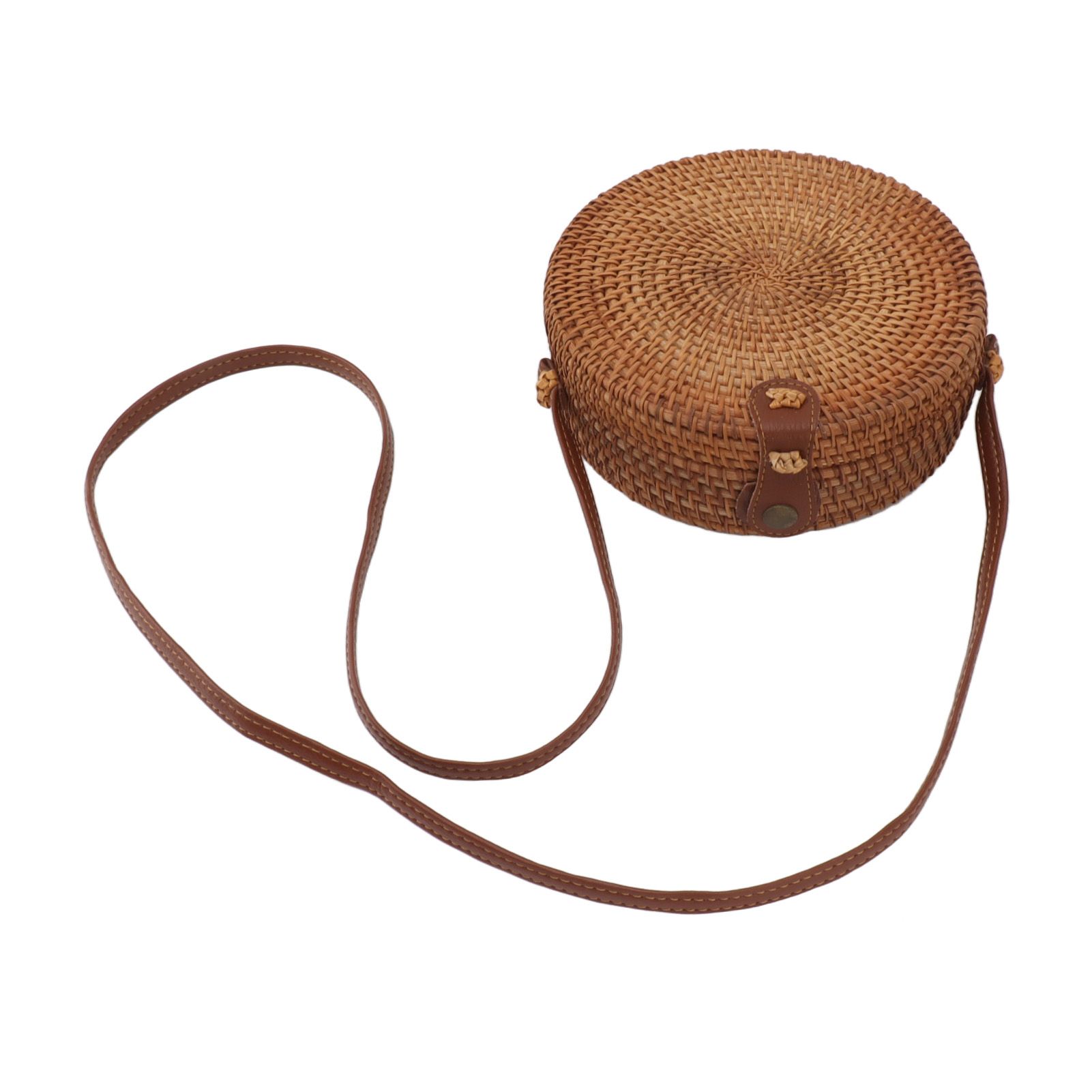 Handwoven Round Rattan Bag Tropical Beach Style Woven Shoulder Rattan Bag with view 2