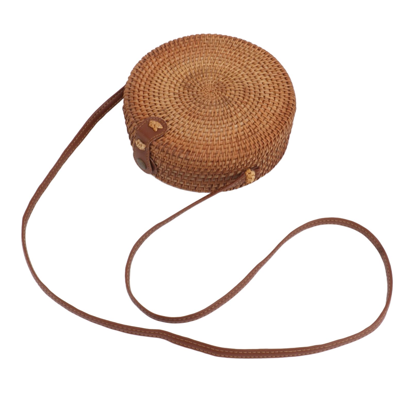 Handwoven Round Rattan Bag Tropical Beach Style Woven Shoulder Rattan Bag with view 3