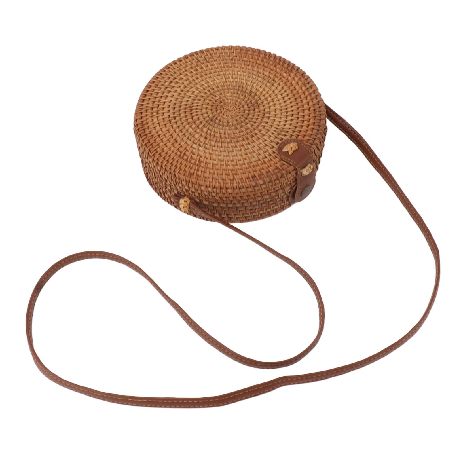 Handwoven Round Rattan Bag Tropical Beach Style Woven Shoulder Rattan Bag with view 4