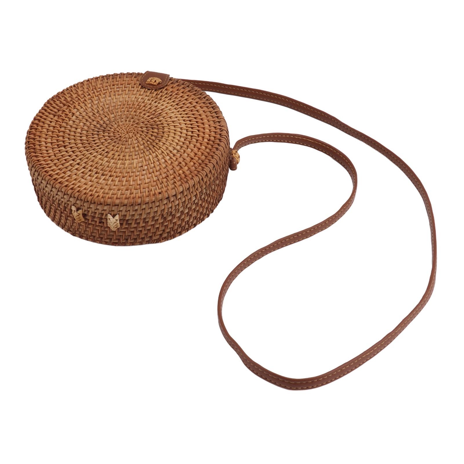 Handwoven Round Rattan Bag Tropical Beach Style Woven Shoulder Rattan Bag with view 5