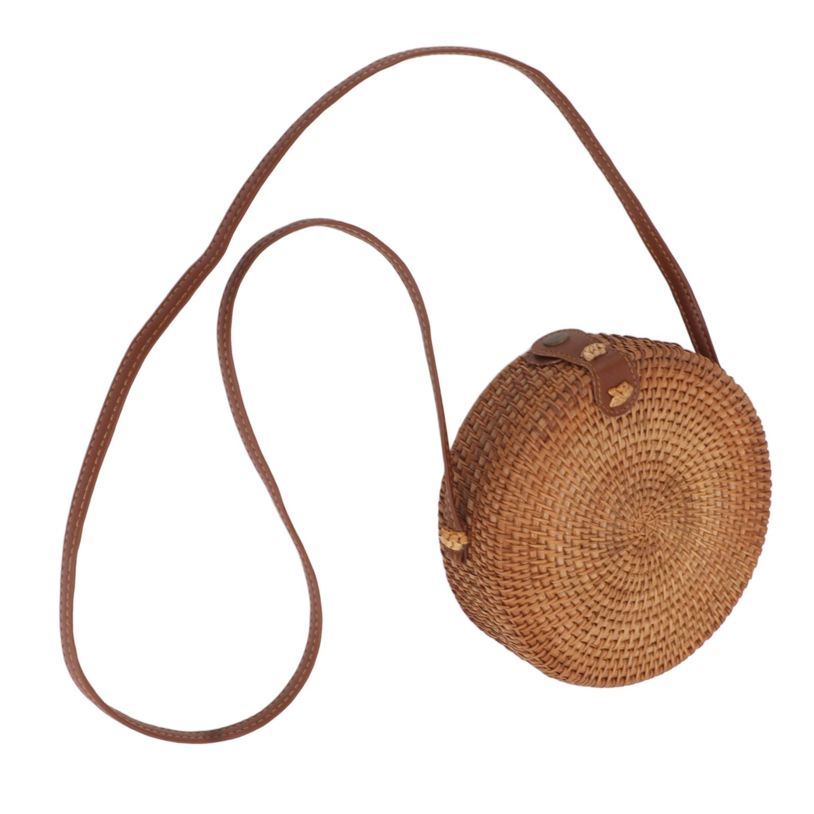 Handwoven Round Rattan Bag Tropical Beach Style Woven Shoulder Rattan Bag with view 6