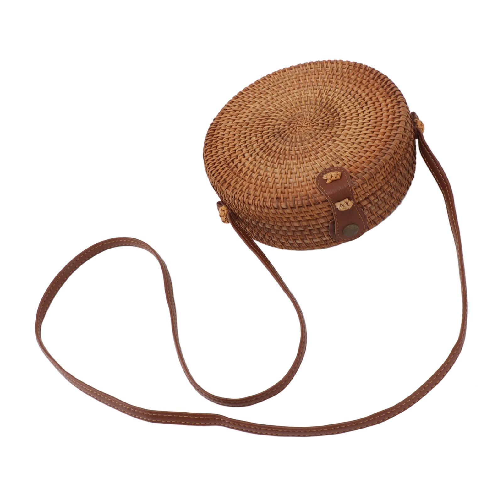 Handwoven Round Rattan Bag Tropical Beach Style Woven Shoulder Rattan Bag with view 7