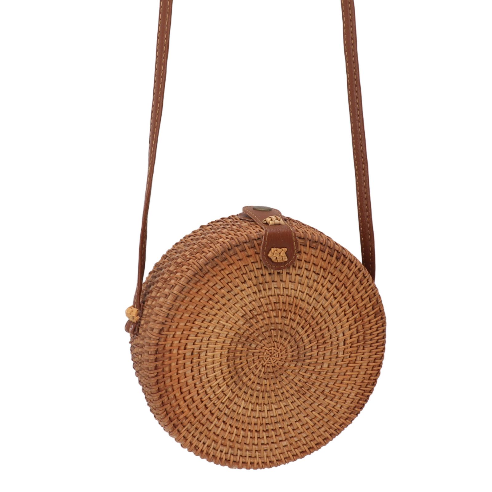 Handwoven Round Rattan Bag Tropical Beach Style Woven Shoulder Rattan Bag with view 8