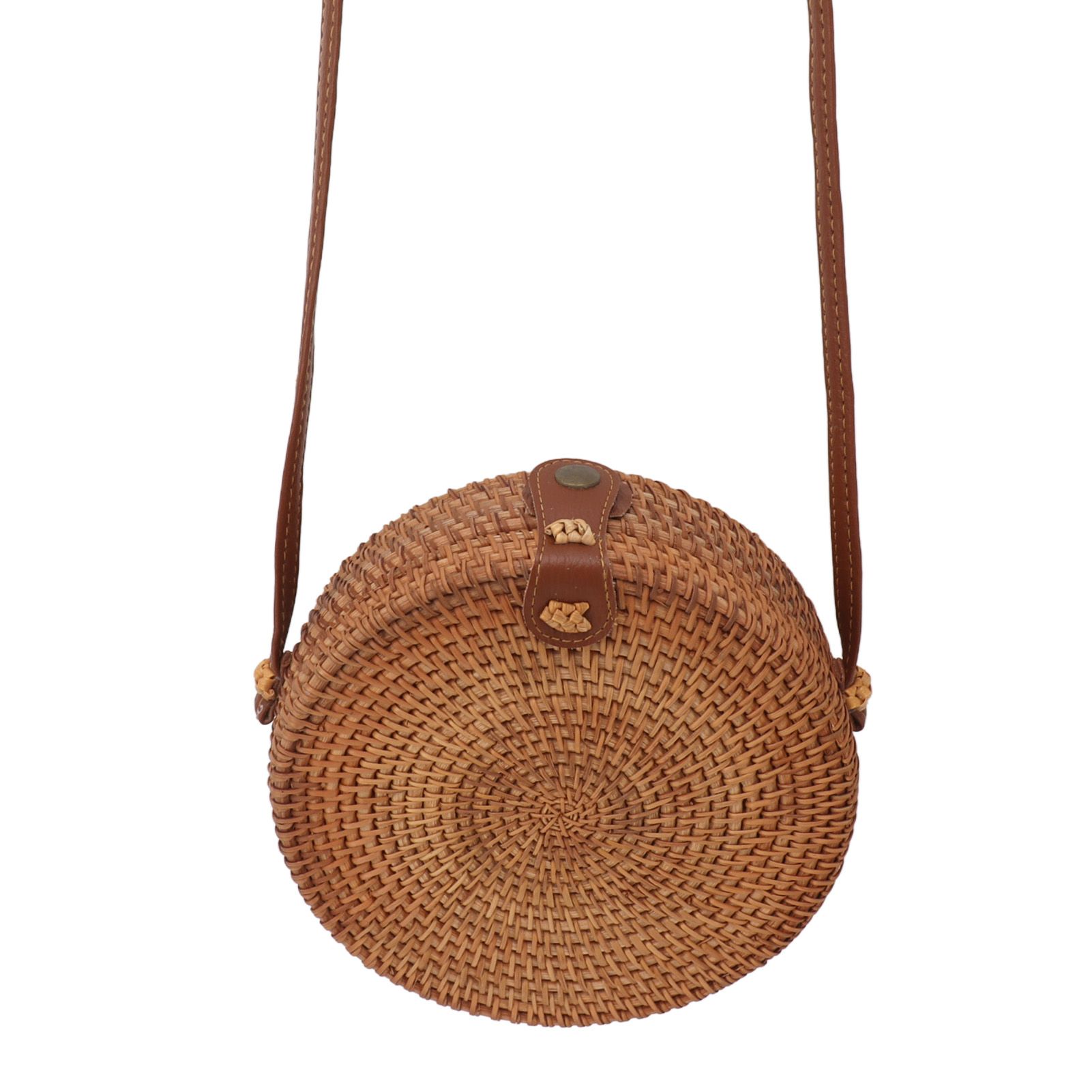 Handwoven Round Rattan Bag Tropical Beach Style Woven Shoulder Rattan Bag with view 9