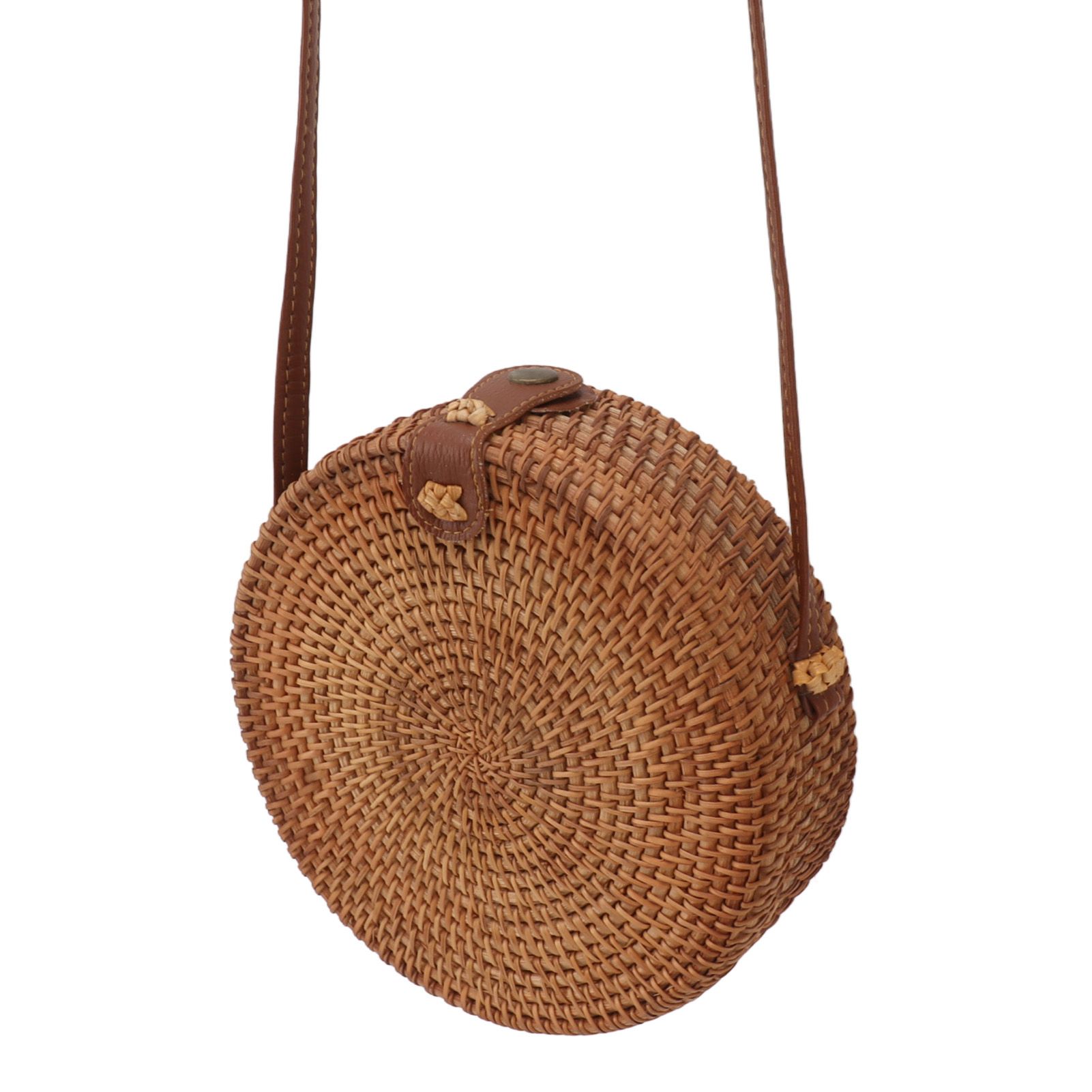 Handwoven Round Rattan Bag Tropical Beach Style Woven Shoulder Rattan Bag with view 10