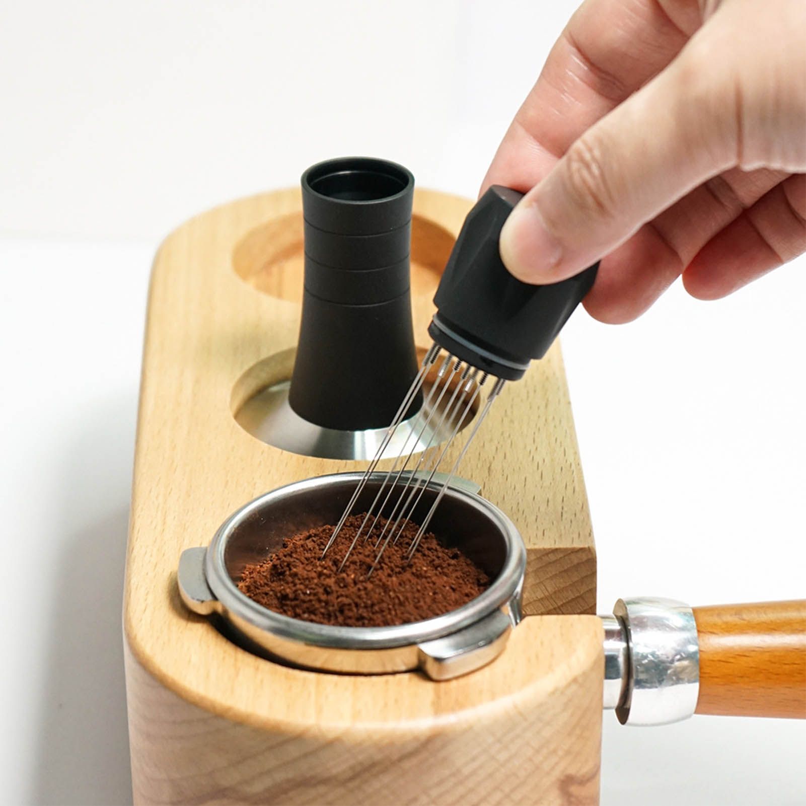 Coffee Tamper Stirrer Kit Distribution Tool Set 2 in 1 Hand Presser for Home view 11