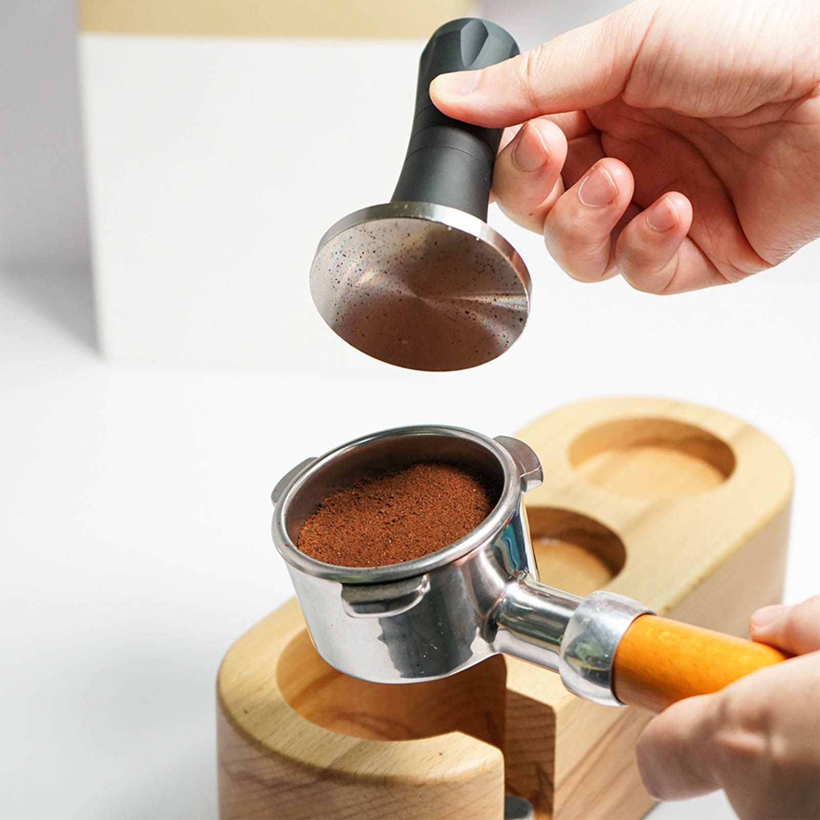 Coffee Tamper Stirrer Kit Distribution Tool Set 2 in 1 Hand Presser for Home view 12