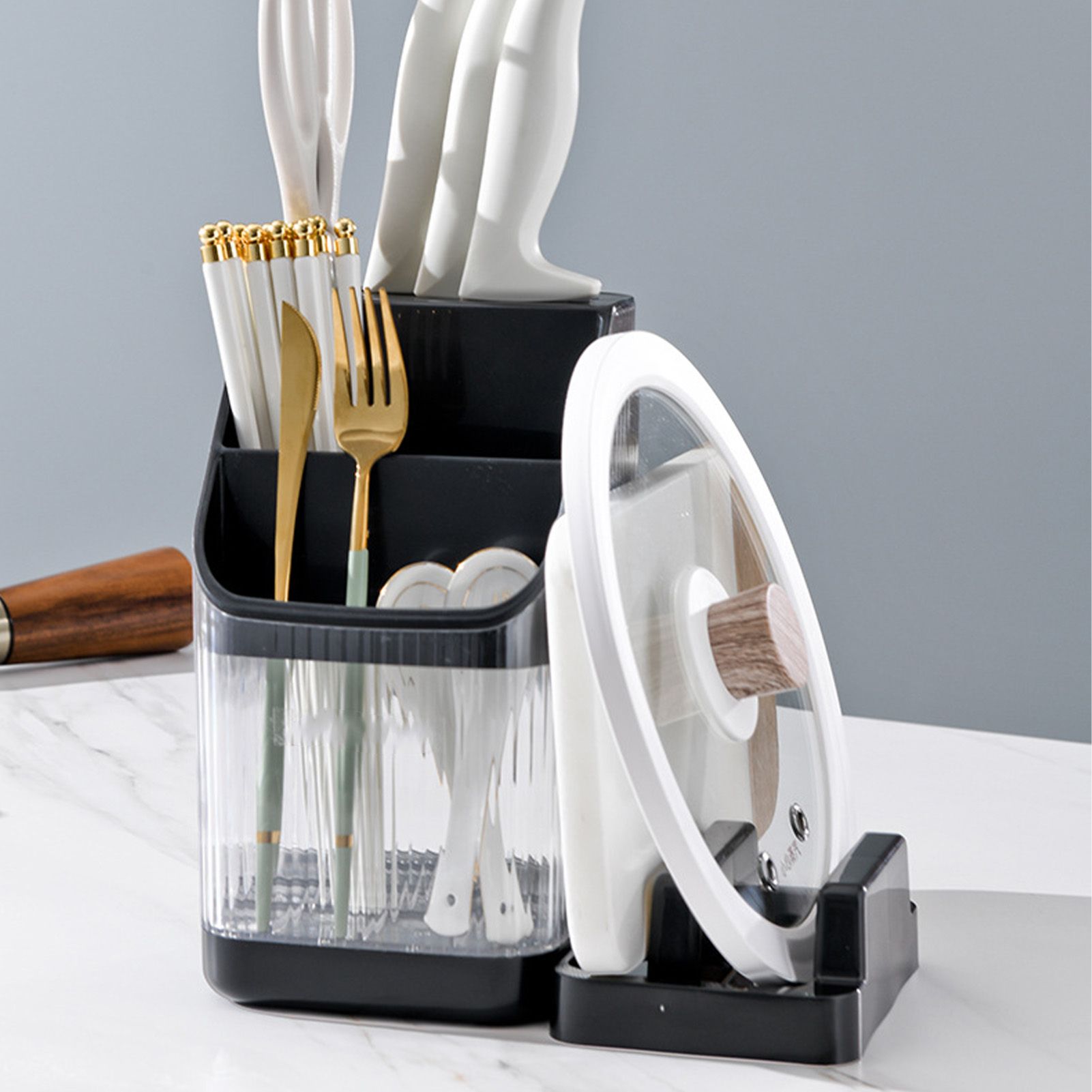 Multifunctional Kitchen Storage Rack Kitchen Countertop Cutting Board Pot view 9