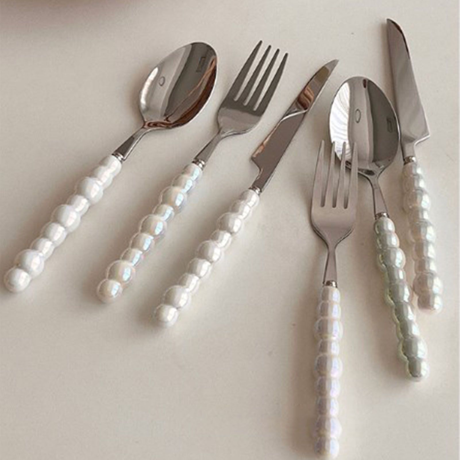 Flatware Cutlery Set Spoons Forks Knifes Utensils Tableware Sets with Ceramic view 9