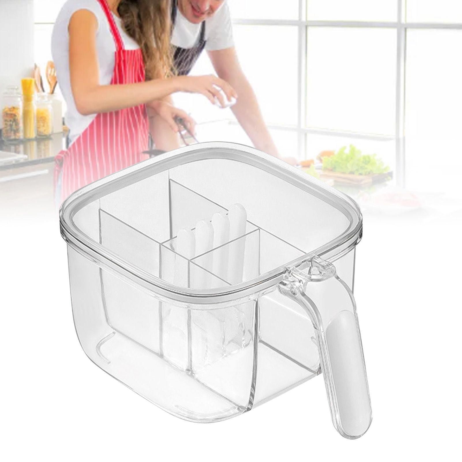 Seasoning Box 4 Compartments Transparent Window Strong PET Seasoning Jar with view 5