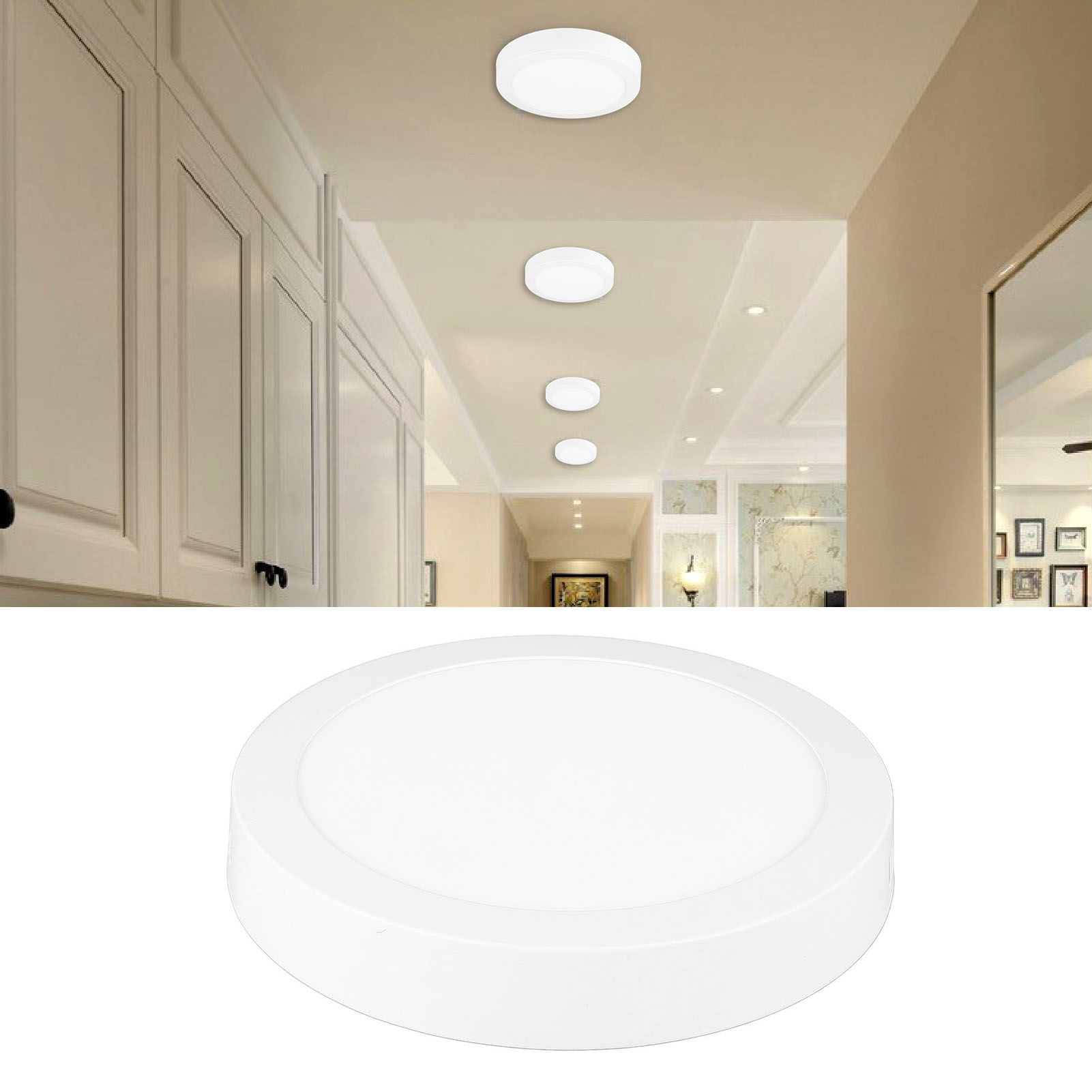 LED Flush Mount Ceiling Light 18W 6000K White Light Ultra Thin Round Flat view 12