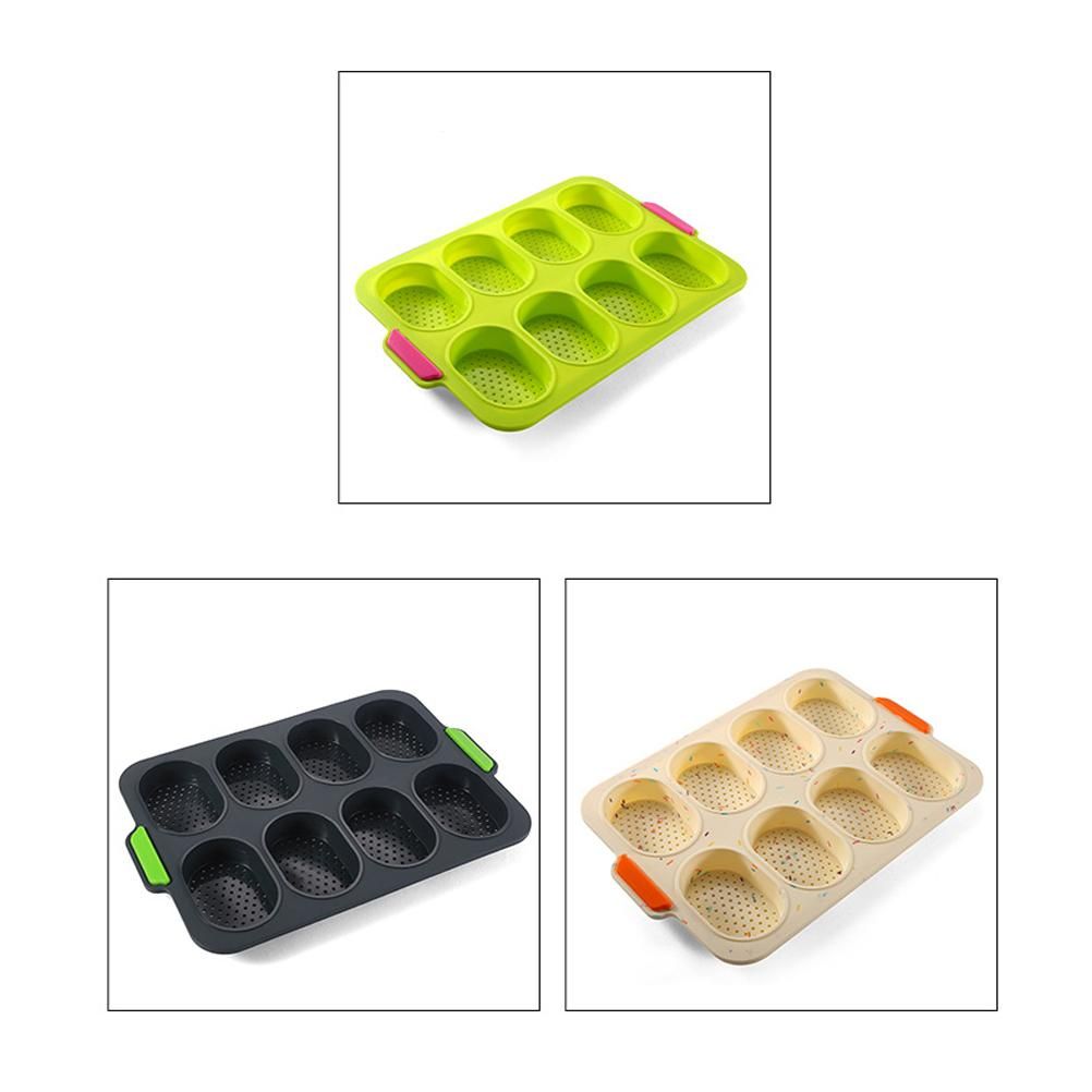 8 Grids Silicone Mold Oval Shape DIY Perforated Cake Baking Mould Kitchen view 4