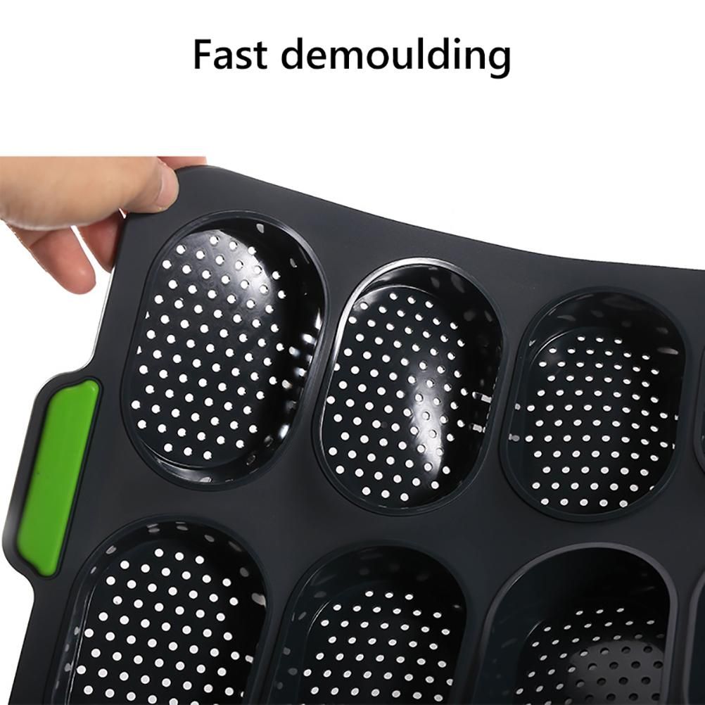 8 Grids Silicone Mold Oval Shape DIY Perforated Cake Baking Mould Kitchen view 11