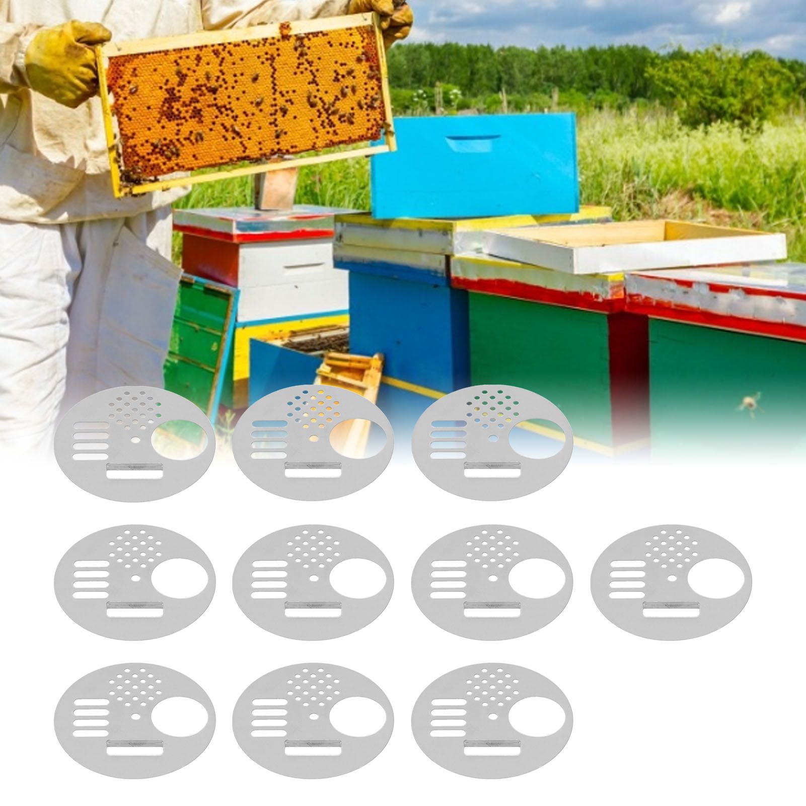 10Pcs Round Beehive Door Stainless Steel 6.8cm Rotatable Efficient High view 11