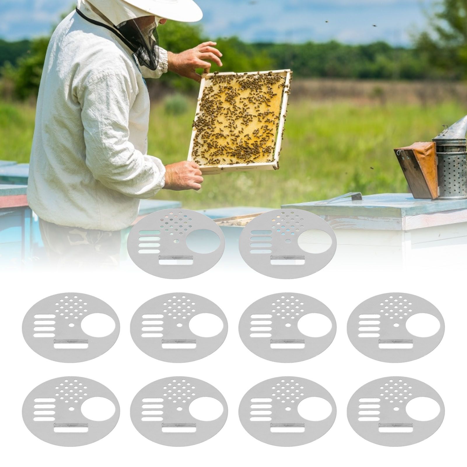 10Pcs Round Beehive Door Stainless Steel 6.8cm Rotatable Efficient High view 12