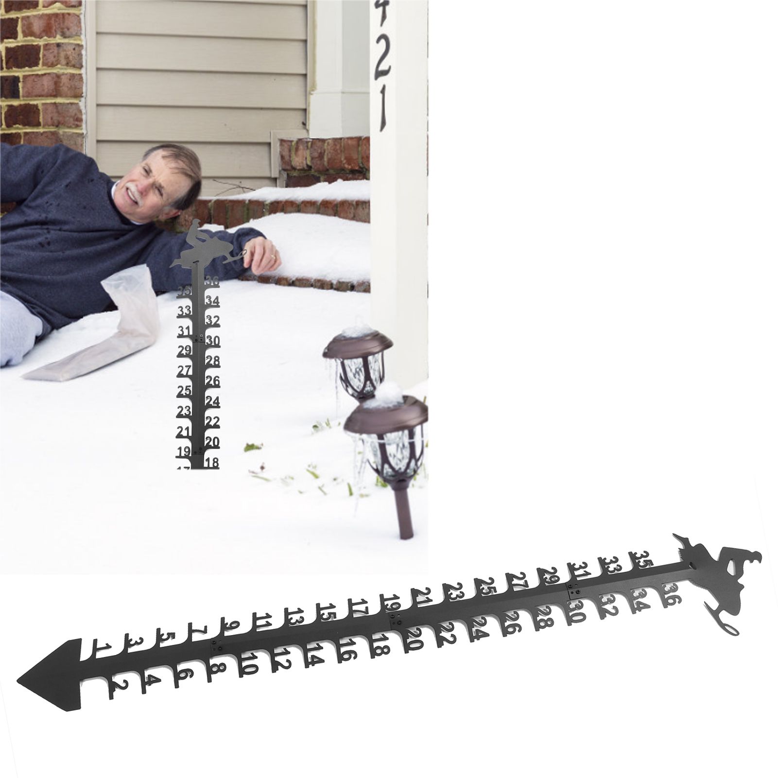 36 Inch Snow Gauge Outdoor Large Iron Snowfall Measuring Gauge Stick Outdoor view 12