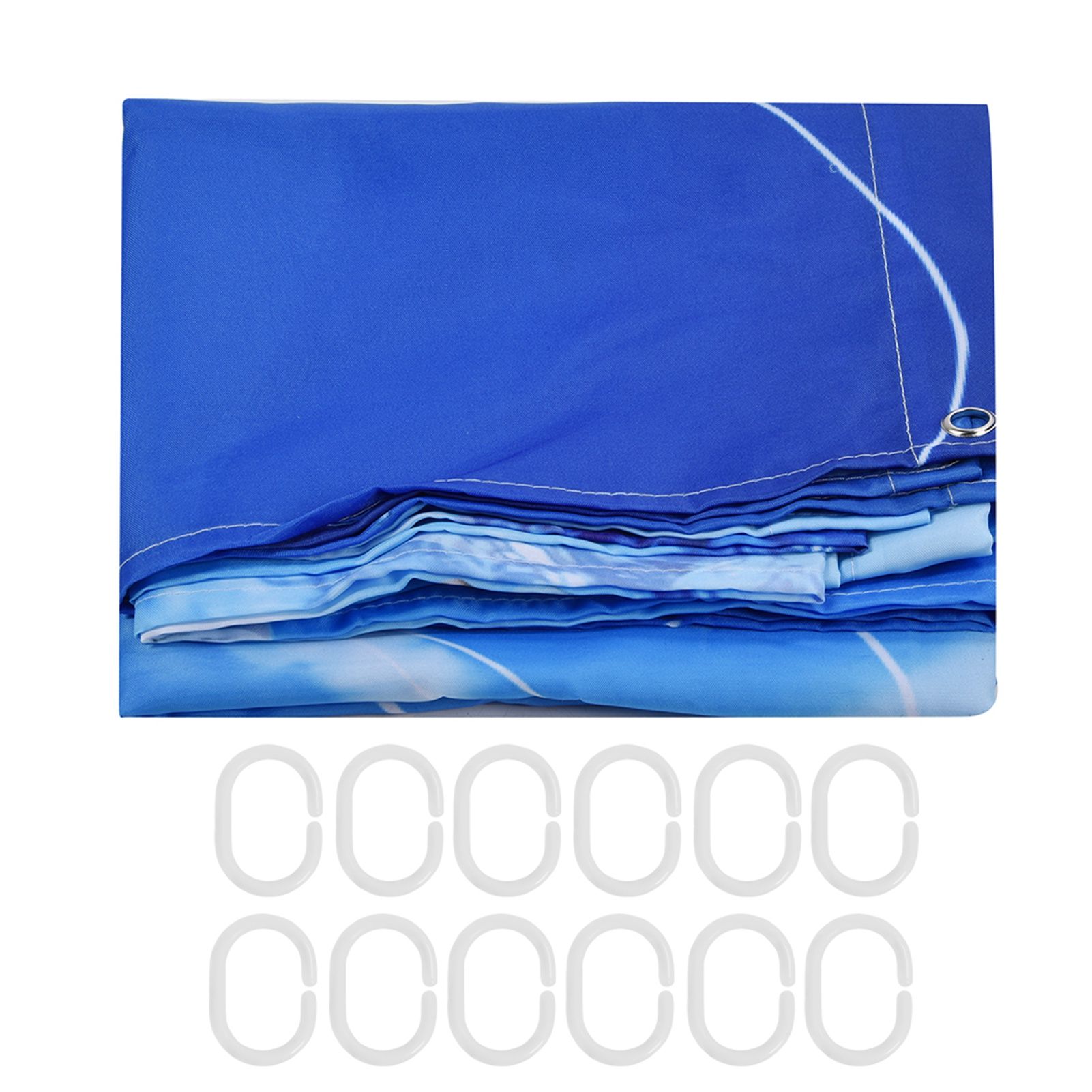 Shower Curtain Polyester Fiber Waterproof Colorful Printing with 12pcs Hook view 2