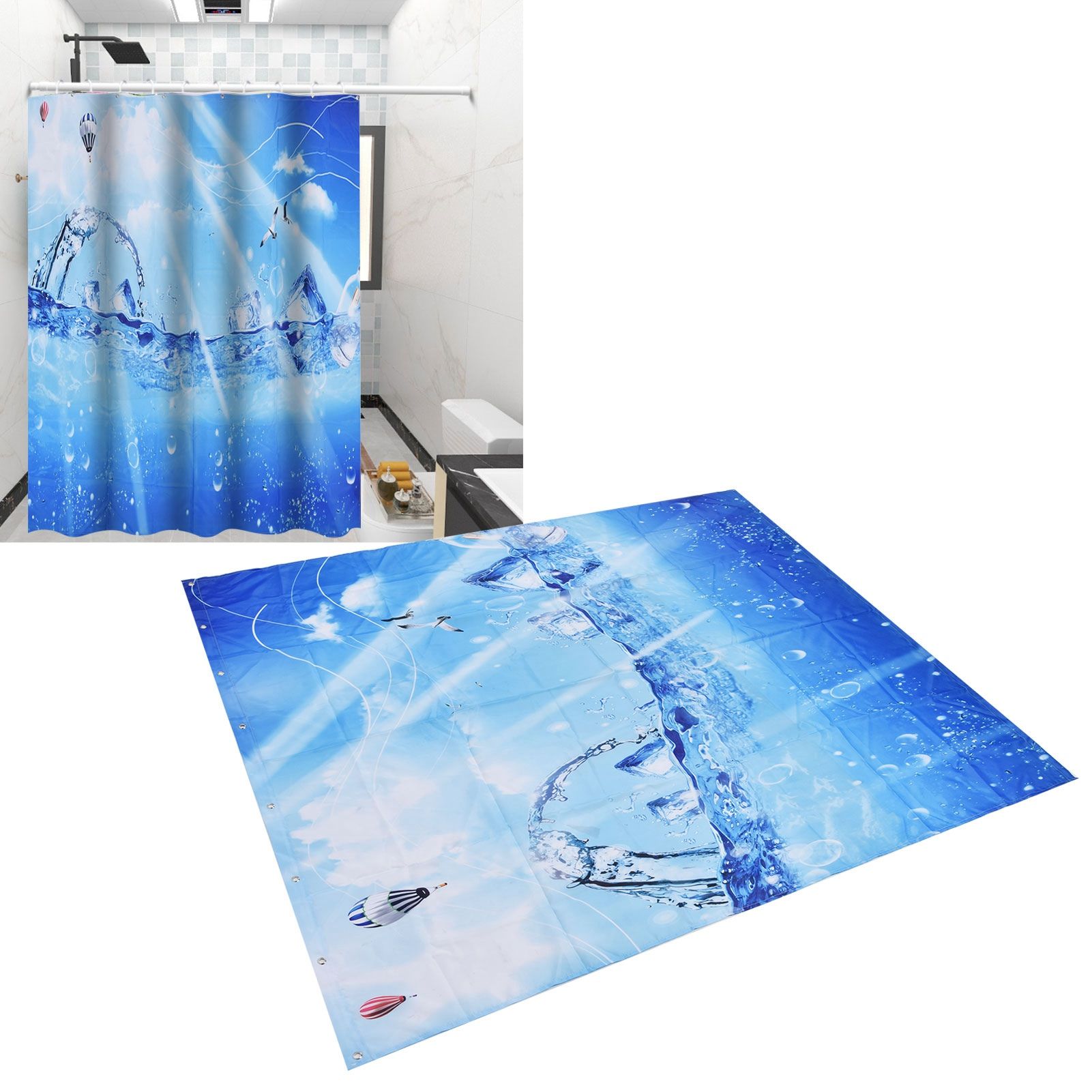Shower Curtain Polyester Fiber Waterproof Colorful Printing with 12pcs Hook view 11