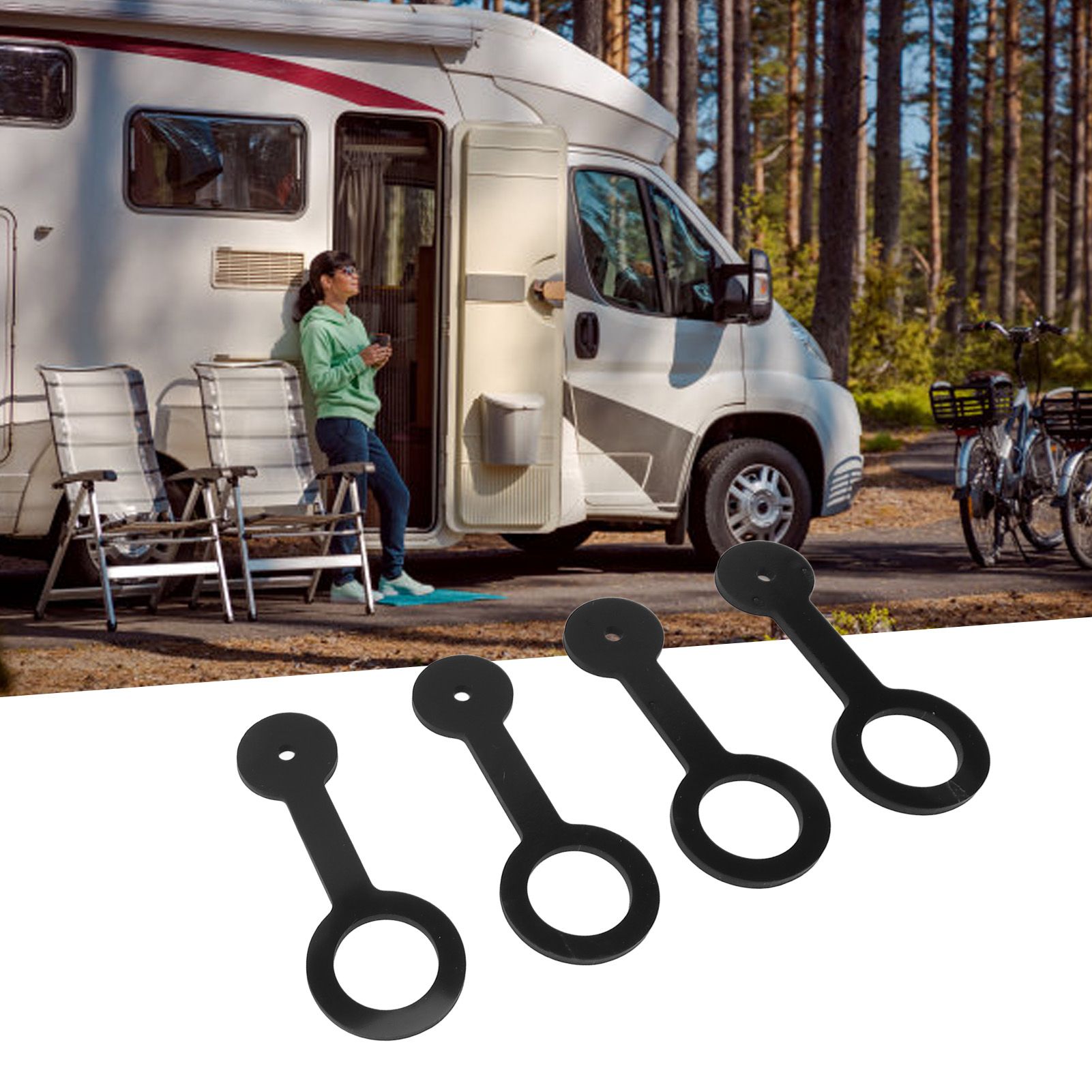 4PCS RV Shower Door Travel Latch Strap Blaack Color Silicone RV Camper view 12