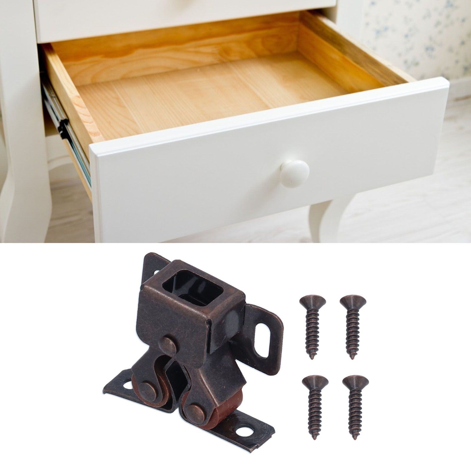 30 Set Stainless Steel Double Roller Catch Cabinet Latches Self Elastic view 11