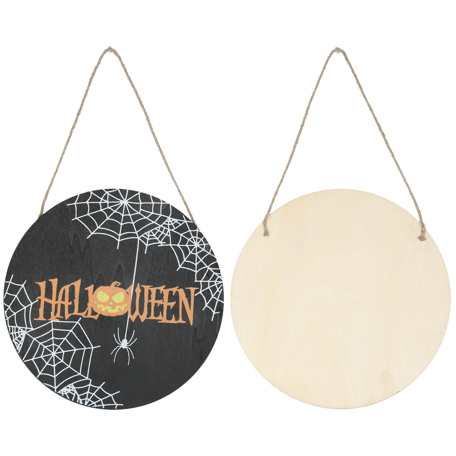 Halloween Spider Web Pattern Wooden Welcome Sign Decorative Hanging Board for view 3